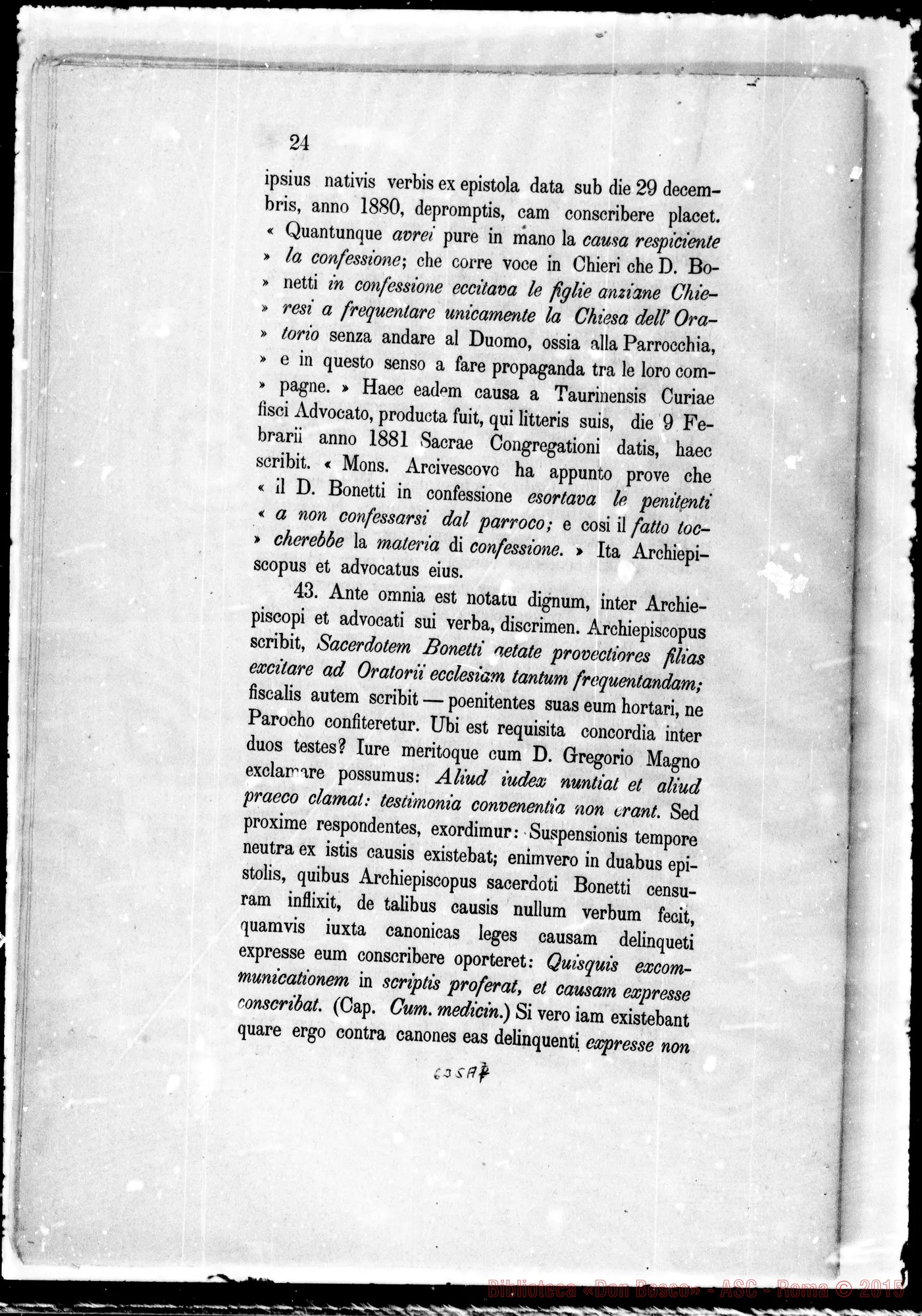 Fotogramma A 7 — Causa Bonetti-Gastaldi presso S.C. Concilio. Stampati