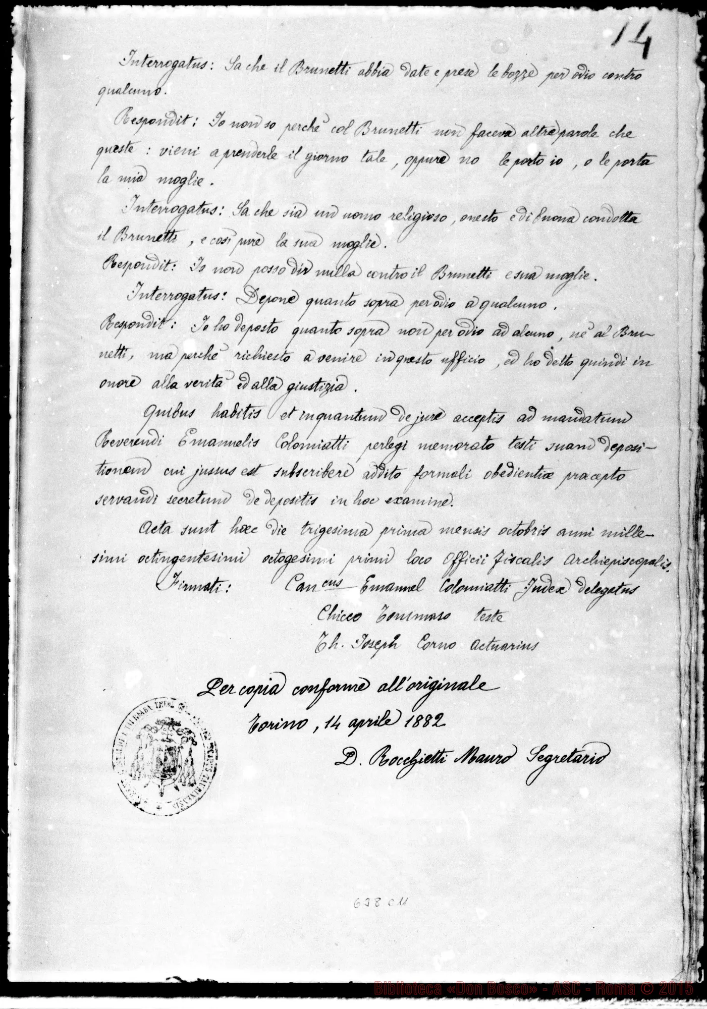 Fotogramma C 11 — Processus informativus Sac. Joan. Bonetti-Sac. Joan. Bosco