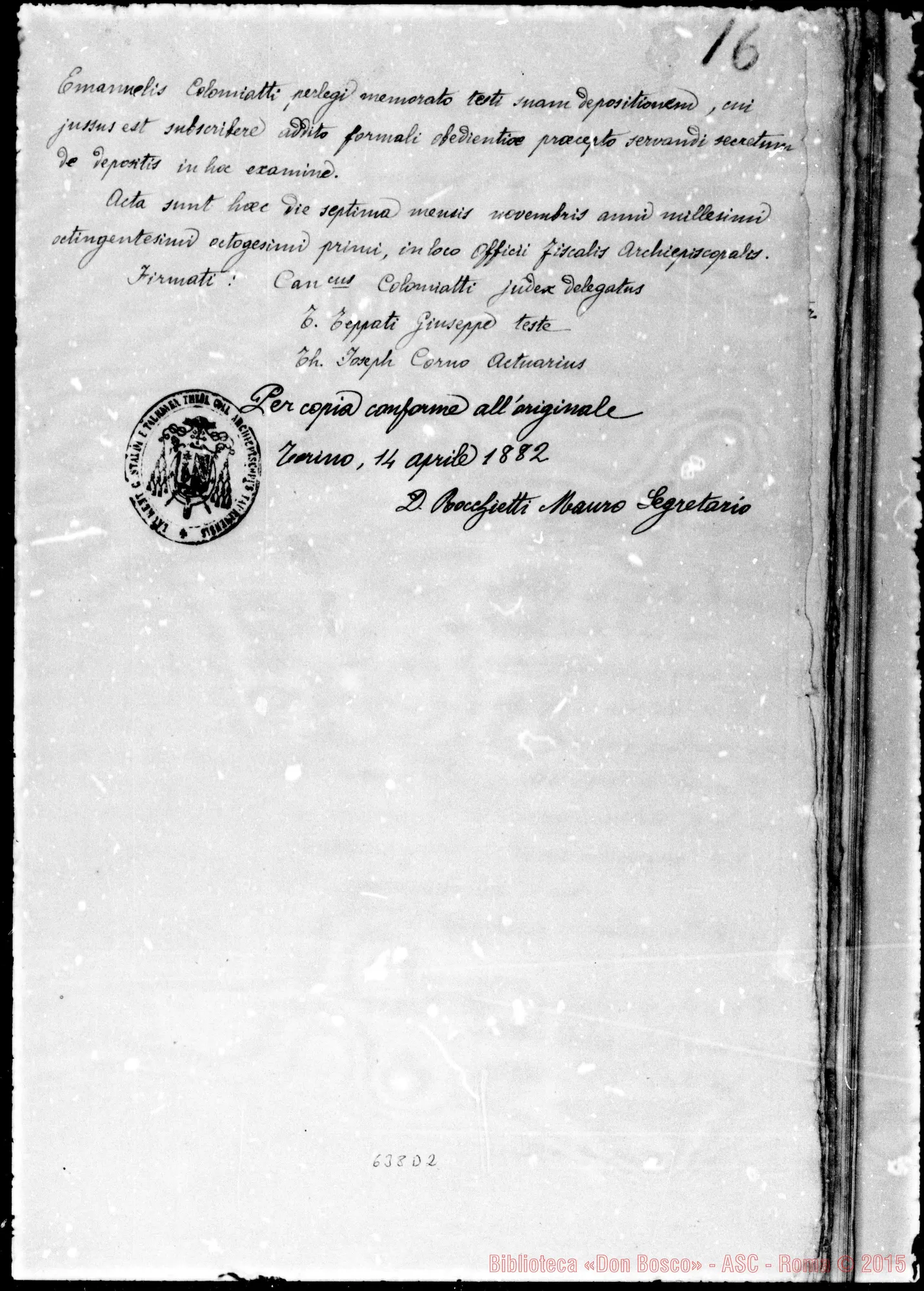 Fotogramma D 2 — Processus informativus Sac. Joan. Bonetti-Sac. Joan. Bosco