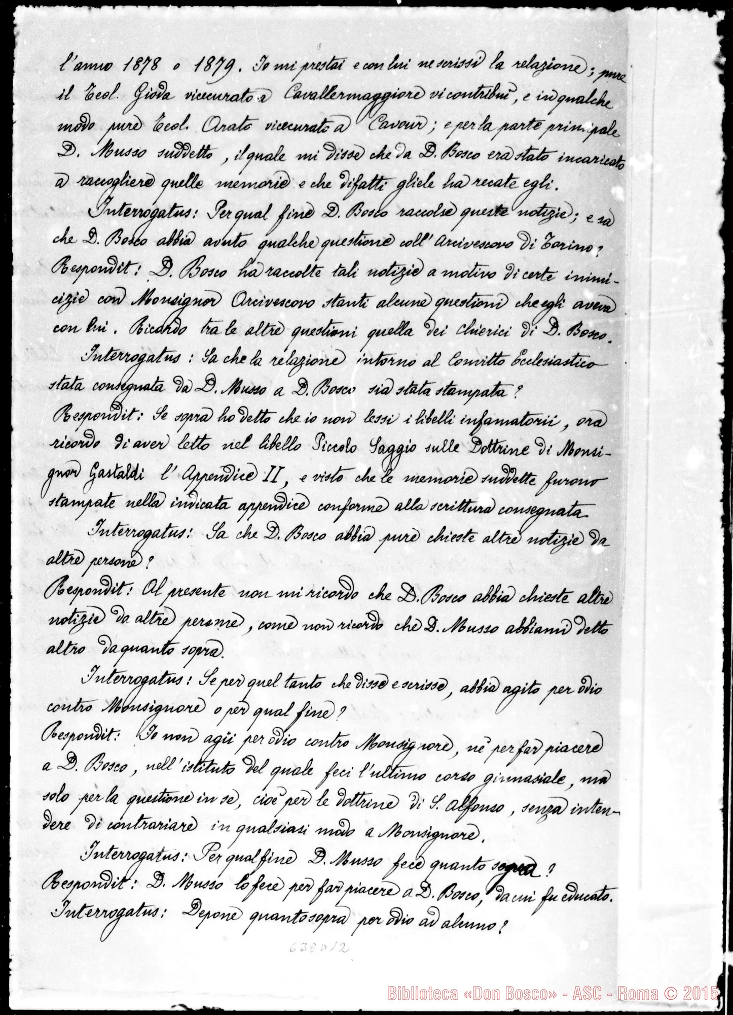 Fotogramma D 12 — Processus informativus Sac. Joan. Bonetti-Sac. Joan. Bosco
