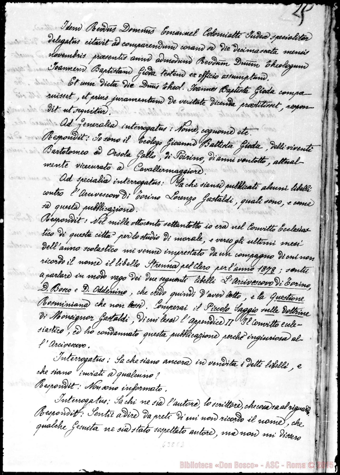 Fotogramma E 2 — Processus informativus Sac. Joan. Bonetti-Sac. Joan. Bosco