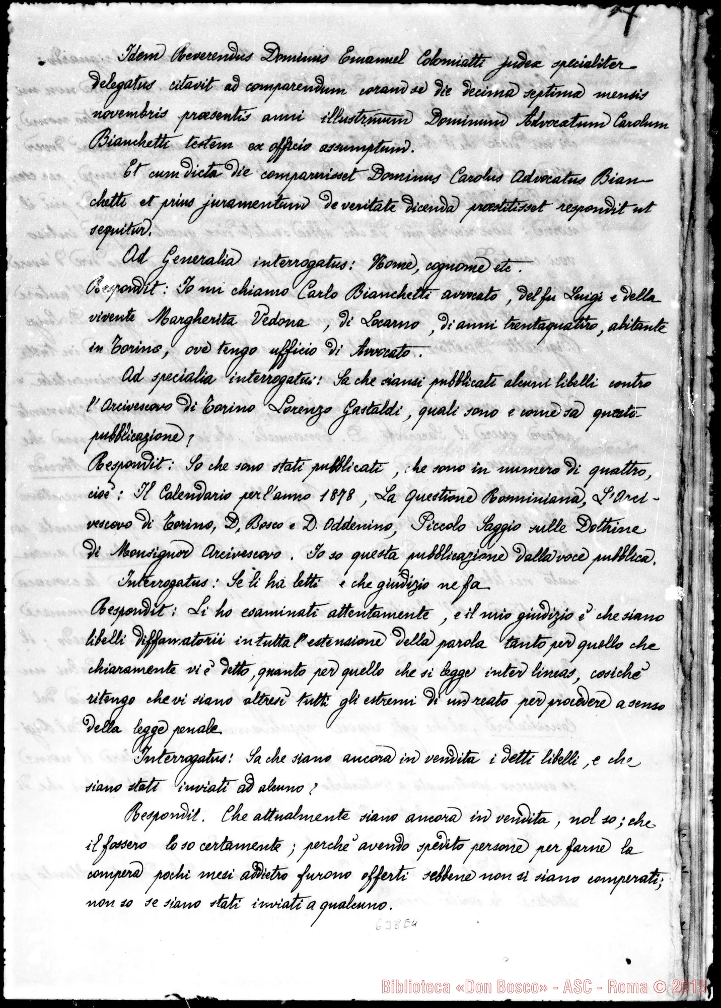 Fotogramma E 4 — Processus informativus Sac. Joan. Bonetti-Sac. Joan. Bosco
