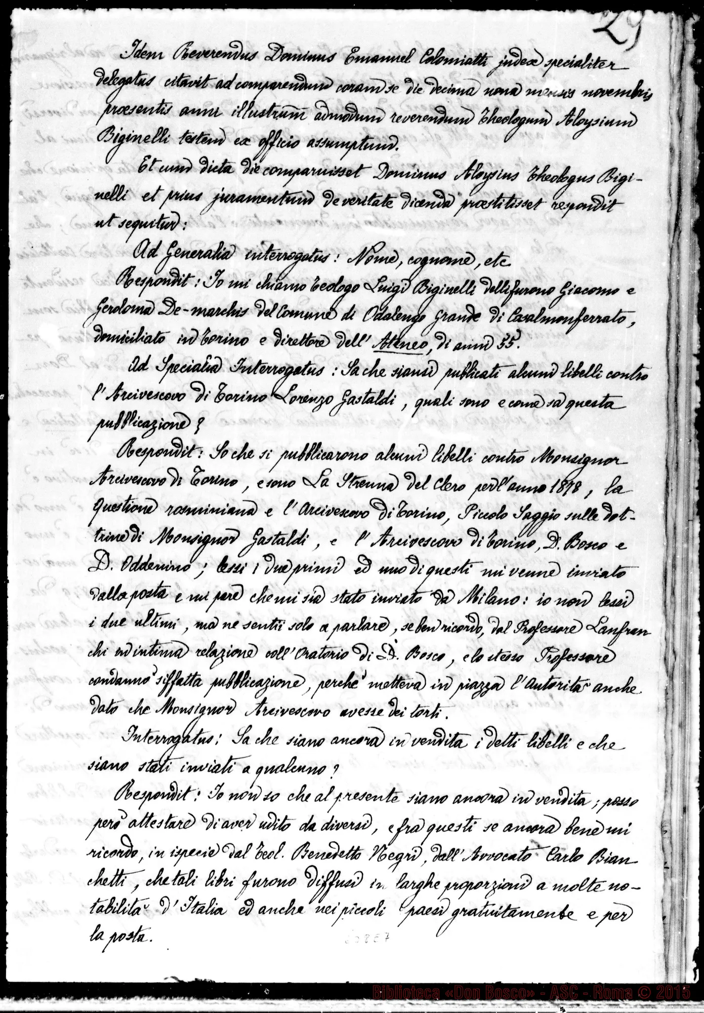 Fotogramma E 7 — Processus informativus Sac. Joan. Bonetti-Sac. Joan. Bosco