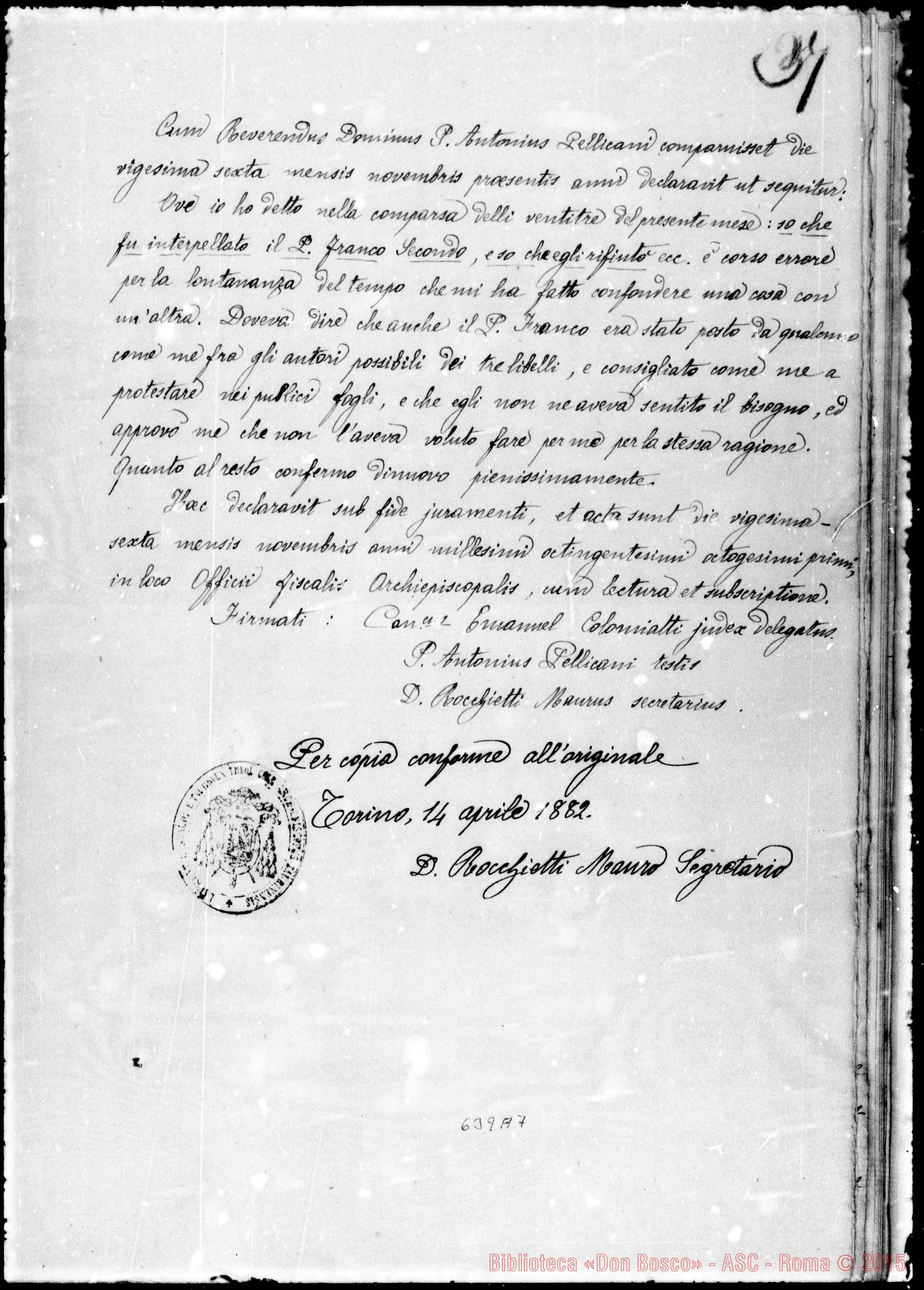 Fotogramma A 7 — Processus informativus Sac. Joan. Bonetti-Sac. Joan. Bosco