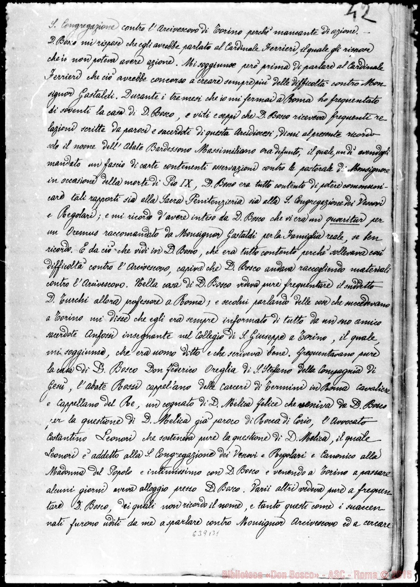 Fotogramma B 1 — Processus informativus Sac. Joan. Bonetti-Sac. Joan. Bosco