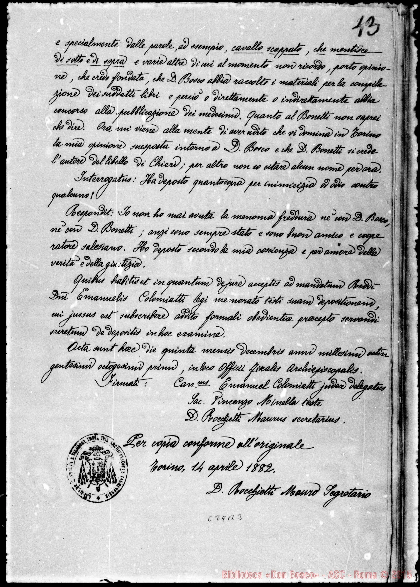 Fotogramma B 3 — Processus informativus Sac. Joan. Bonetti-Sac. Joan. Bosco