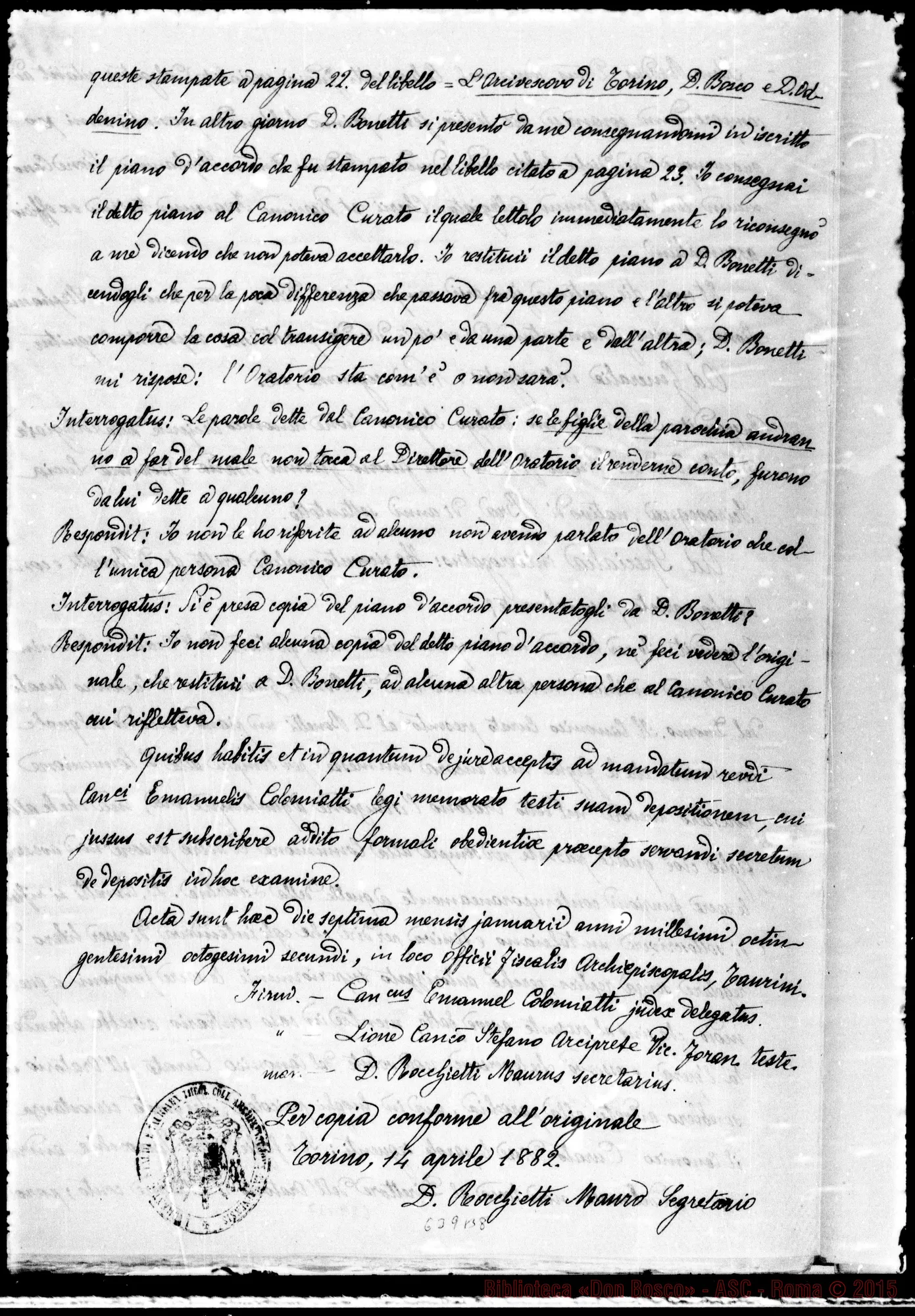 Fotogramma B 8 — Processus informativus Sac. Joan. Bonetti-Sac. Joan. Bosco