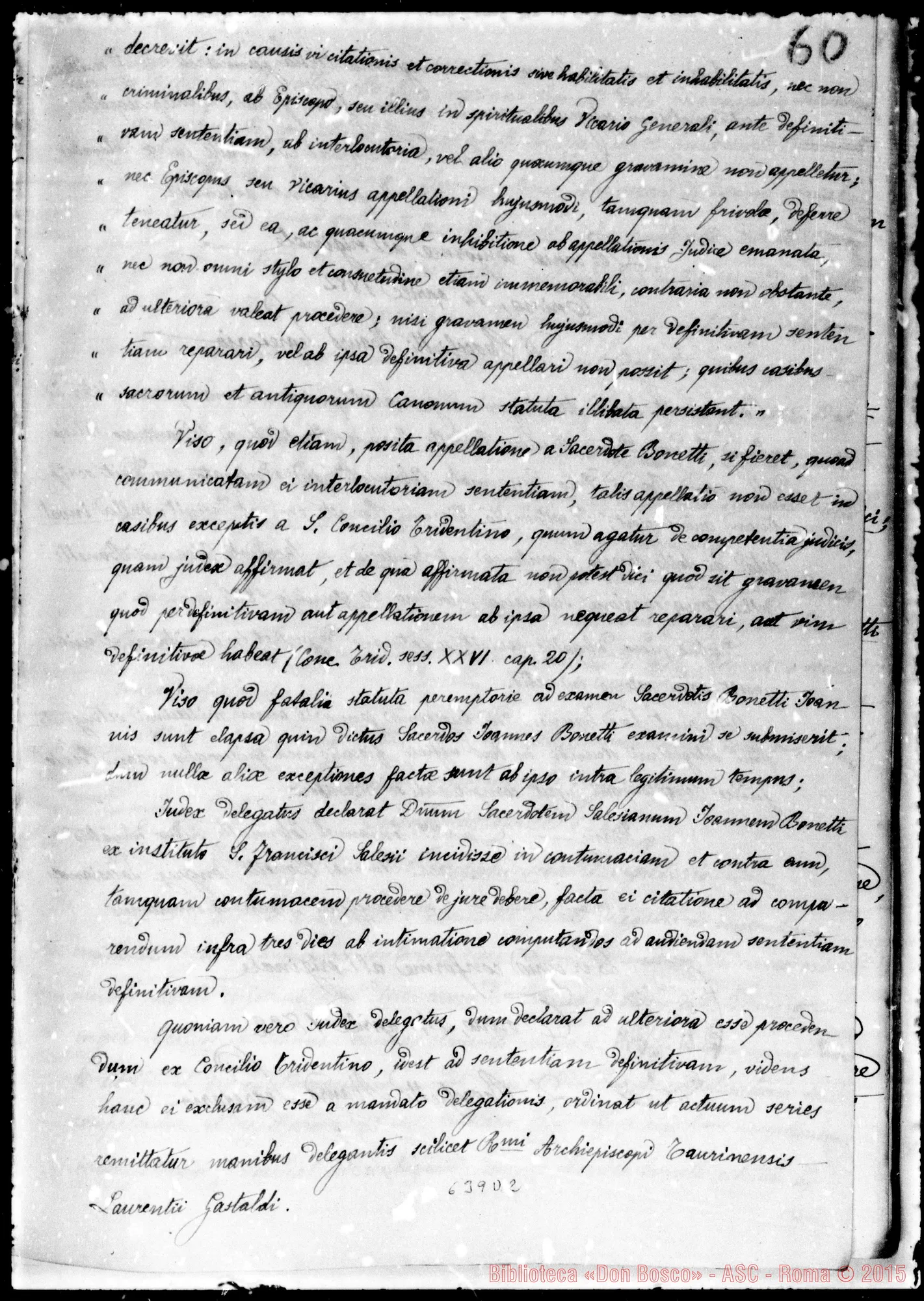 Fotogramma D 2 — Processus formalis. Sac. Joan. Bonetti