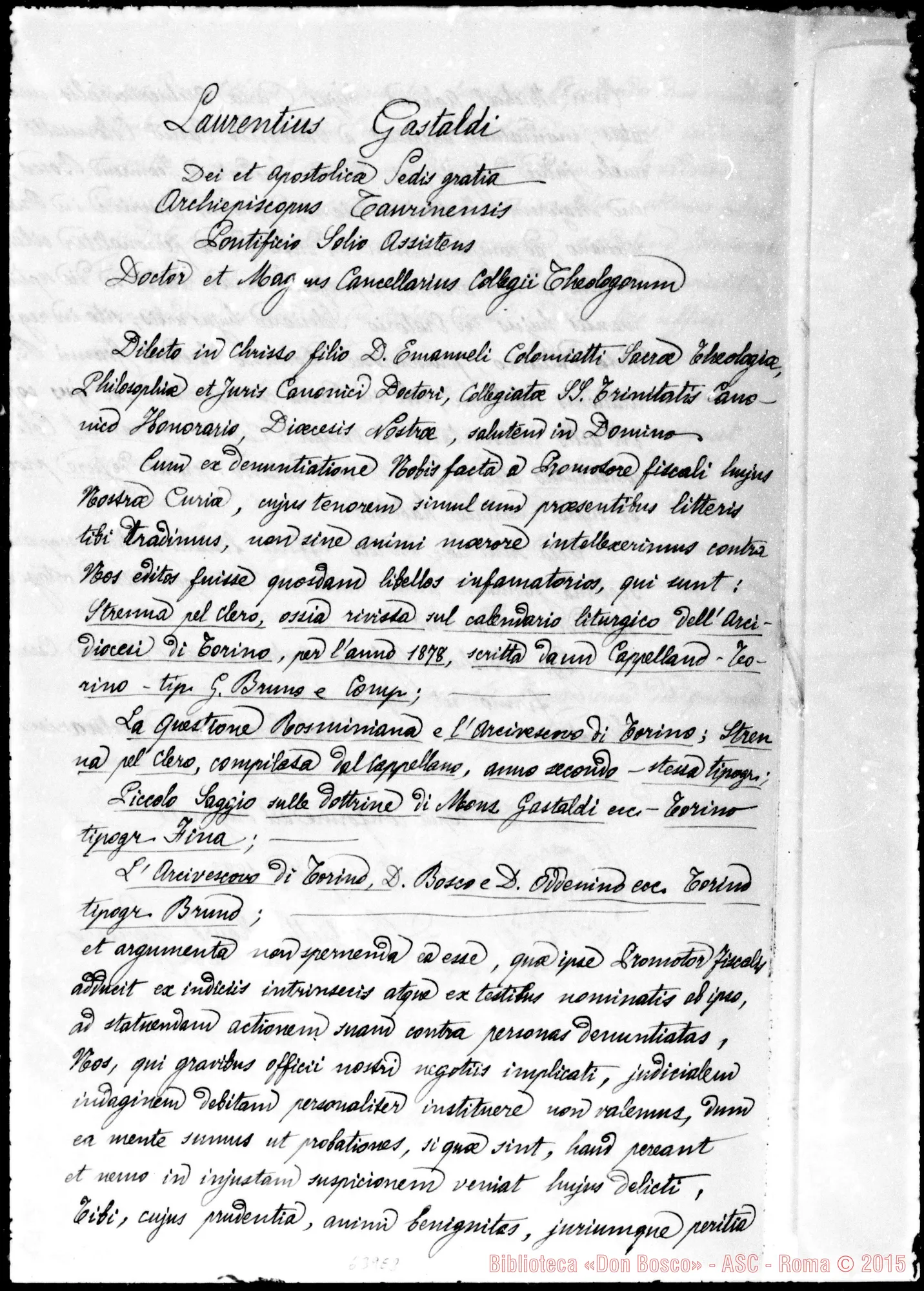 Fotogramma E 2 — Processus formalis. Sac. Joan. Bosco