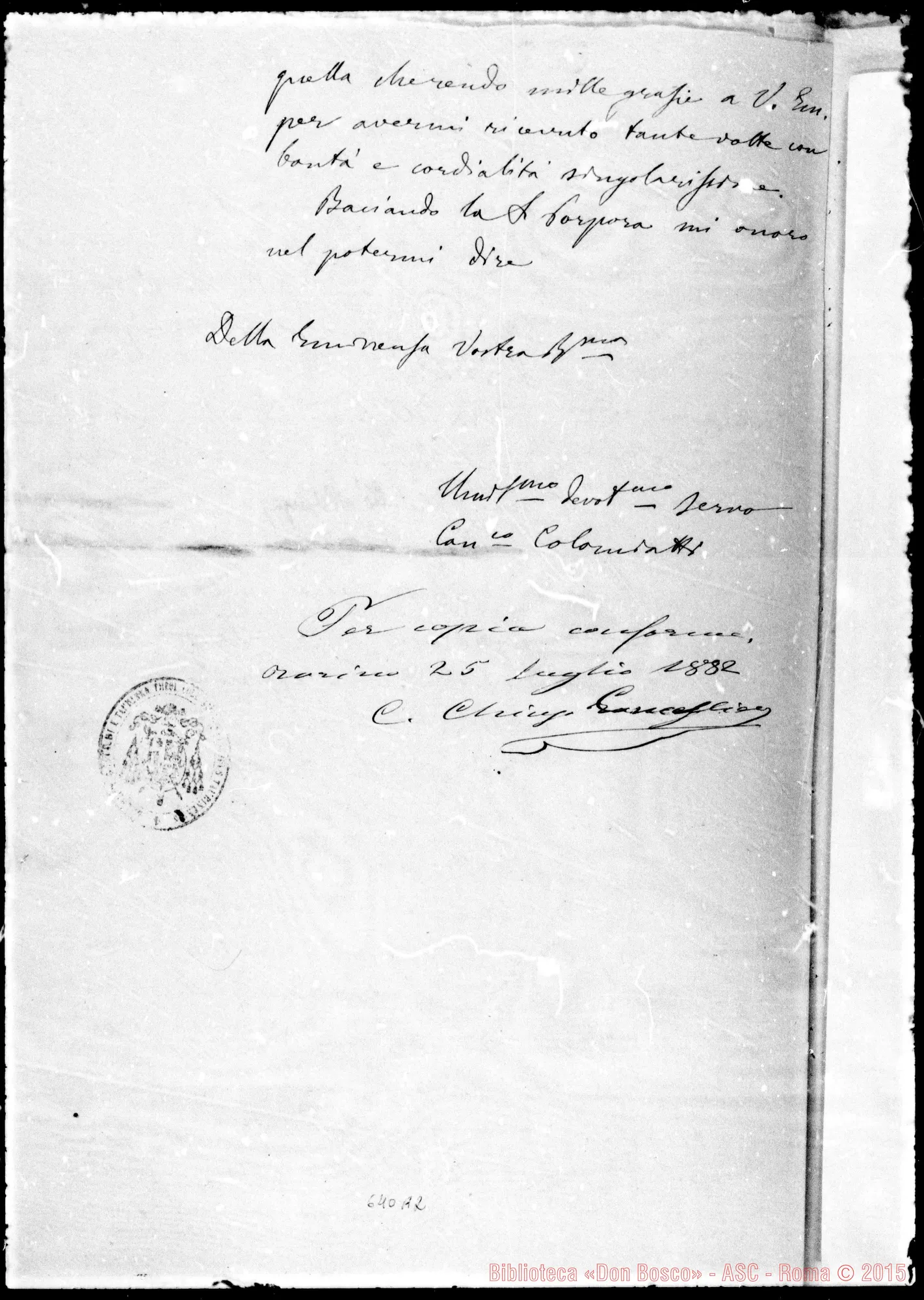 Fotogramma A 2 — Processus formalis. Sac. Joan. Bosco