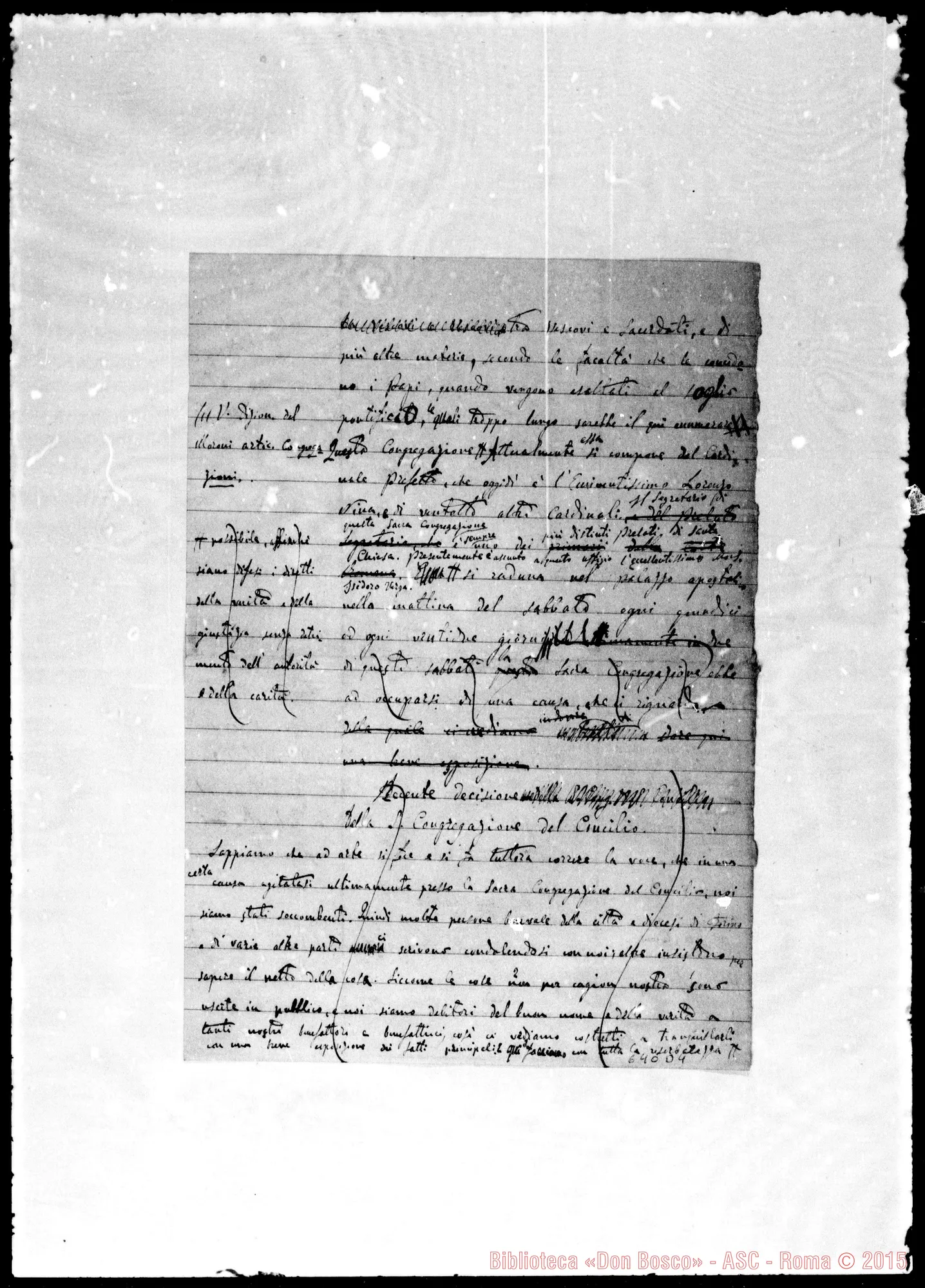 Fotogramma D 4 — «La Sacra Congregazione del Concilio…» Ms. Bonetti