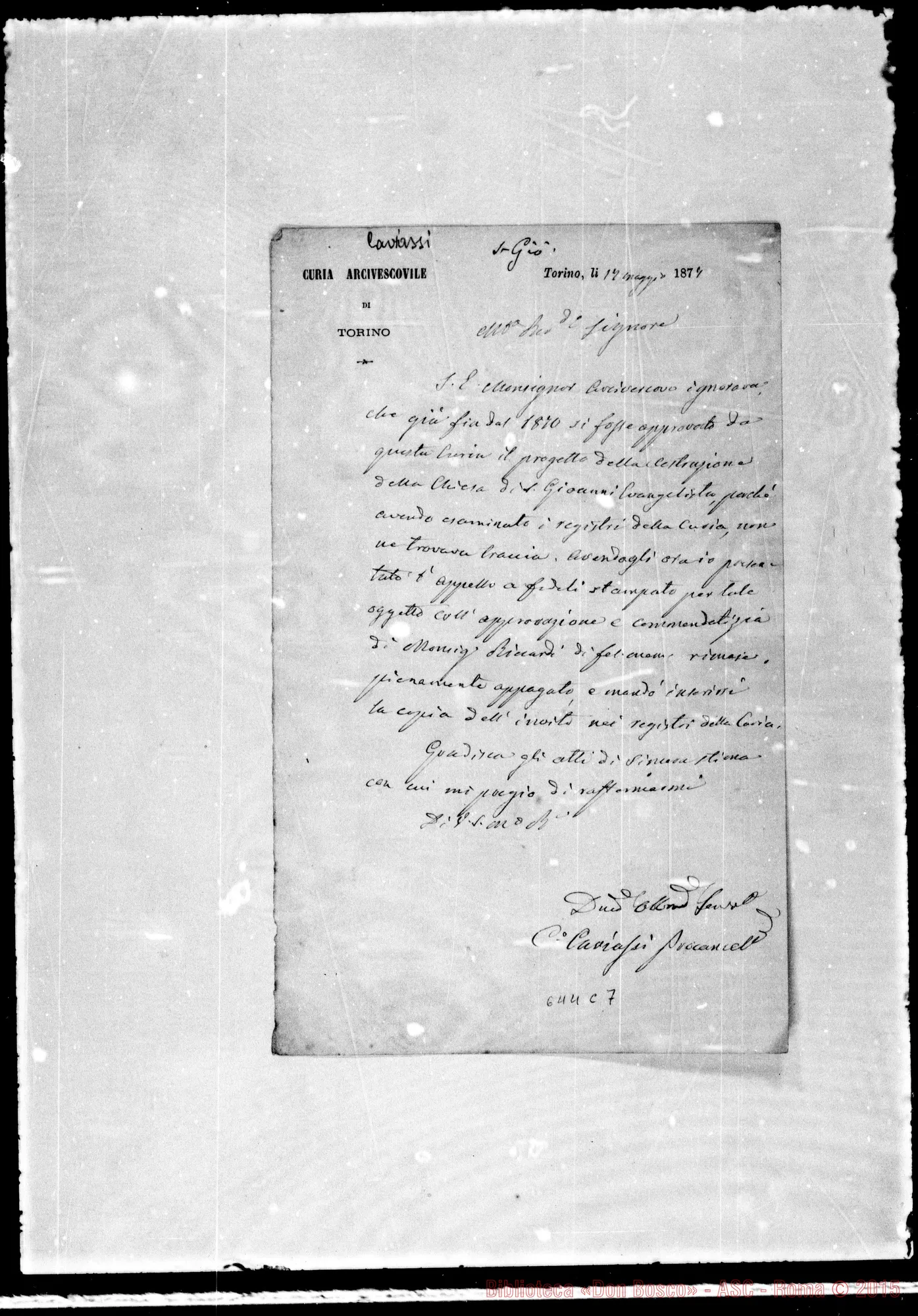 Fotogramma C 7 — » »-Rev.do Signore. 17- 5-1877