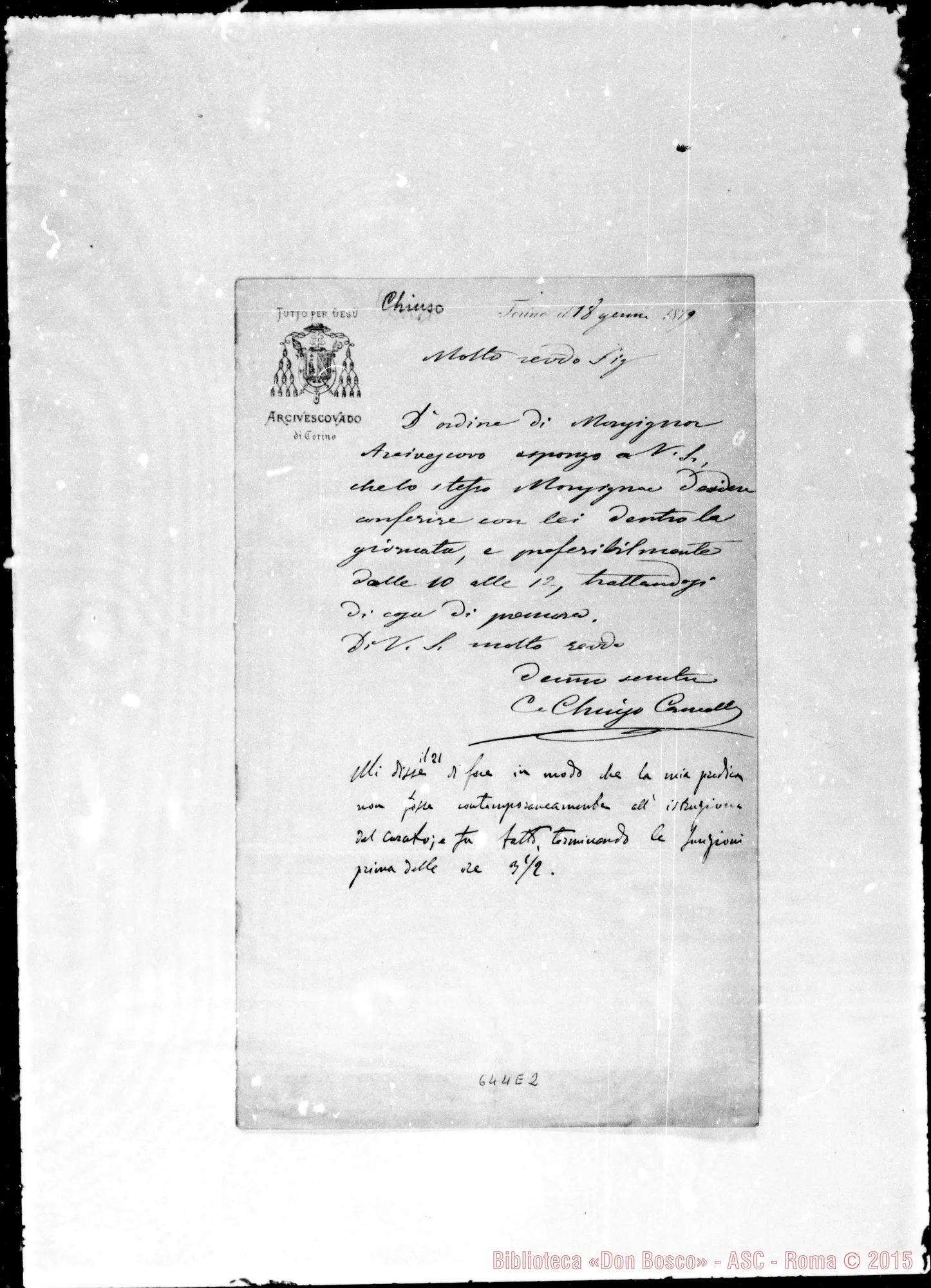 Fotogramma E 2 — Chiuso Tommaso-Rev.do Sig. 18- 1-1879