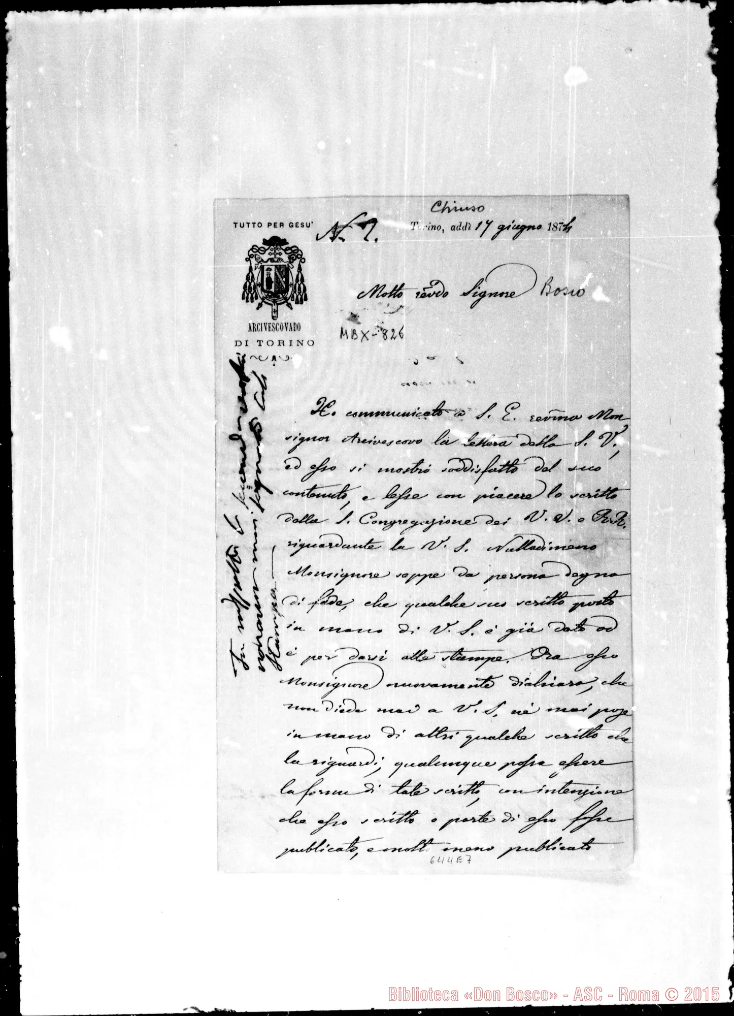 Fotogramma E 7 — » »-Bosco. 17- 6-1874. Autogr. Bosco