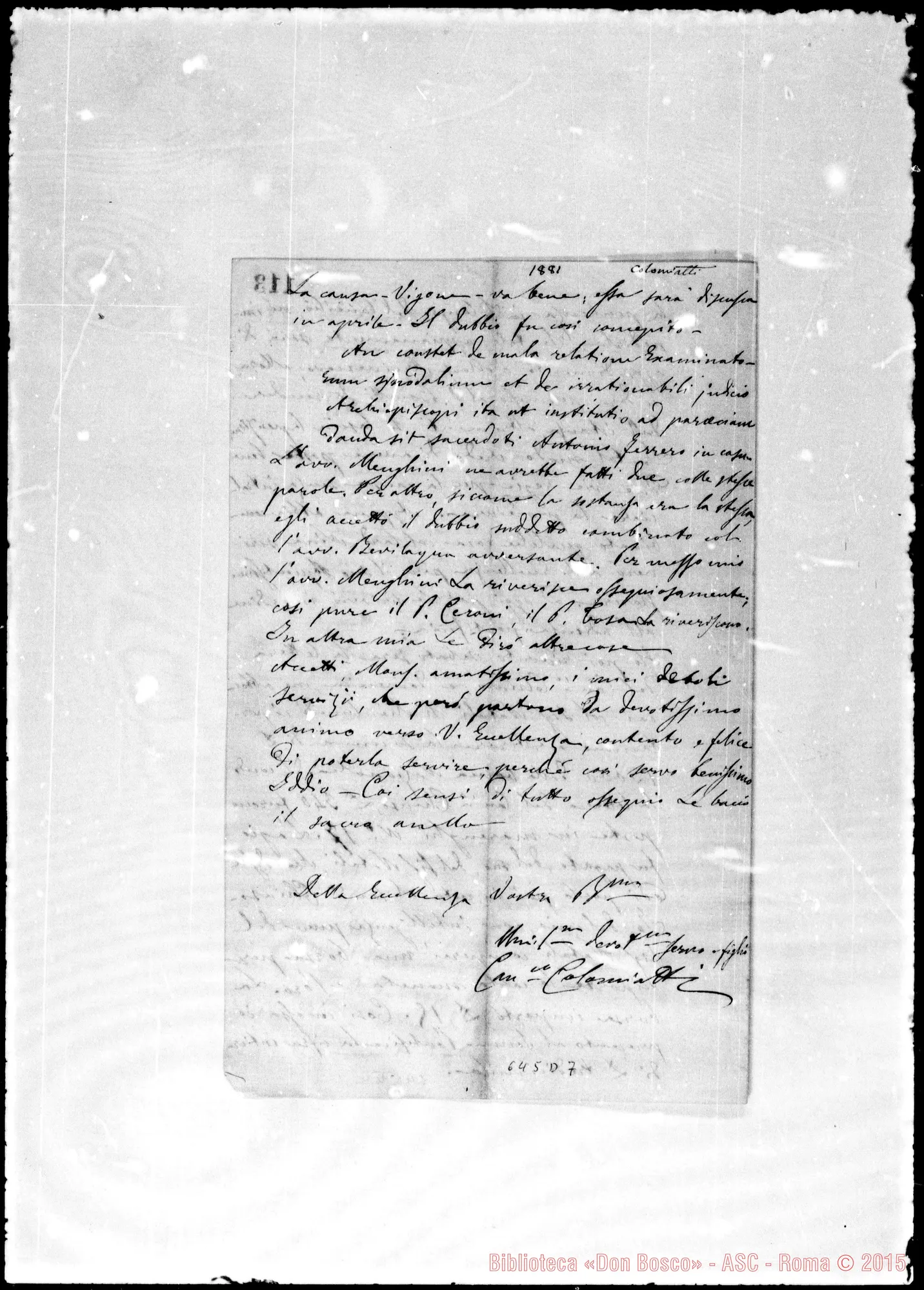 Fotogramma D 7 — Colomiatti-Gastaldi. 8- 2-1881
