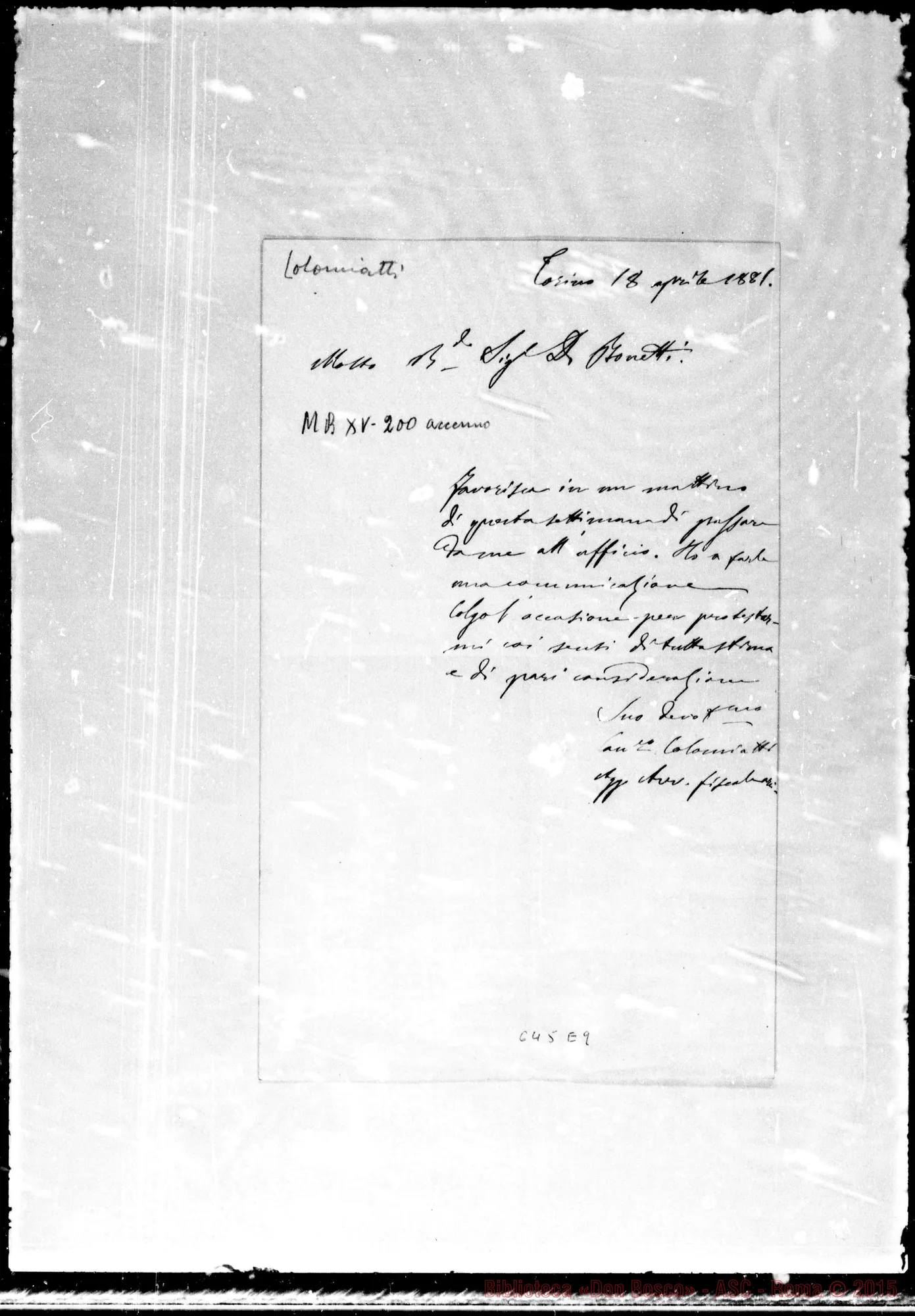 Fotogramma E 9 — »-Bonetti. 18- 4-1881