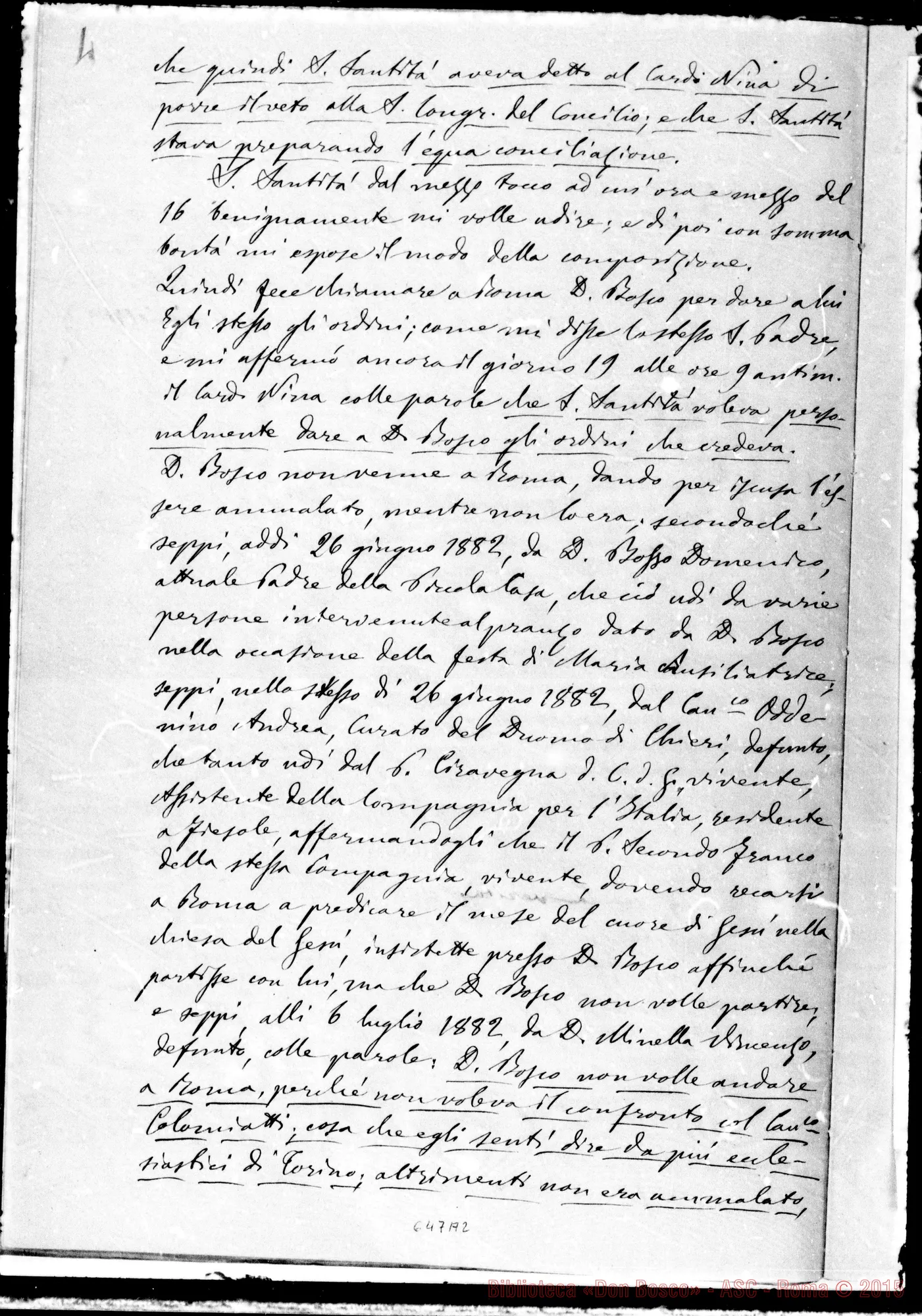 Fotogramma A 2 — Colomiatti espone il perché rifiuta di prendere parte al processo di Beatificazione E Can. di D. Bosco. 12-12-1890