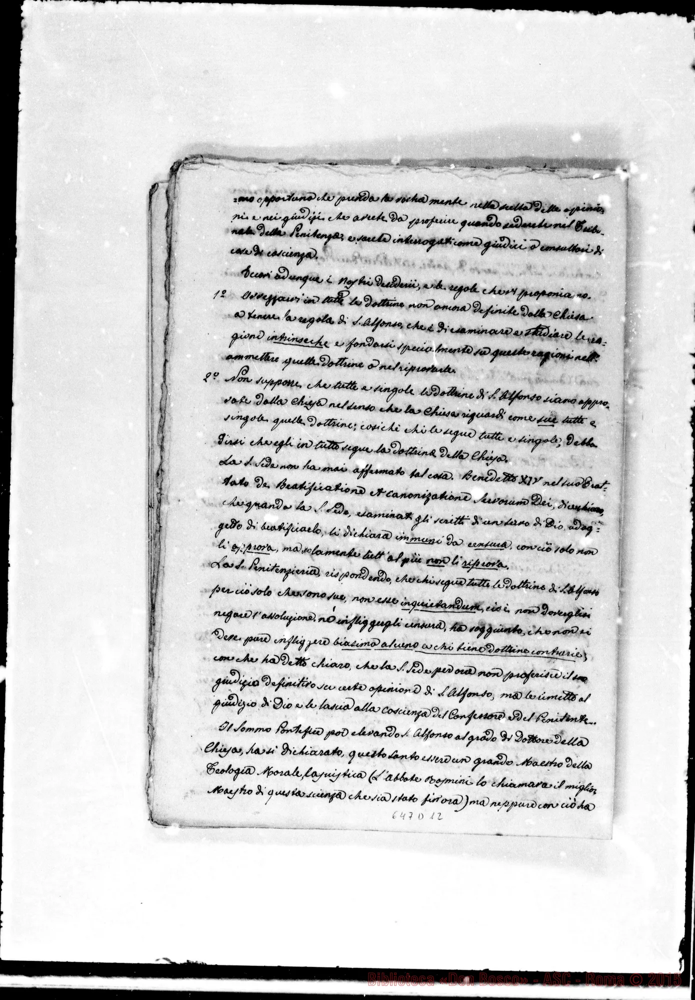 Fotogramma D 12 — Convitto Ecclesiastico: Lettera di Gastaldi ai Giovani ecclesiastici
