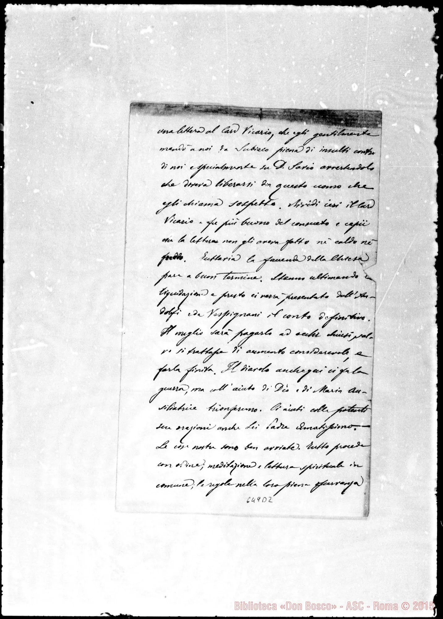 Fotogramma D 2 — »-Bosco. 30-10-1882. Autogr. Bosco