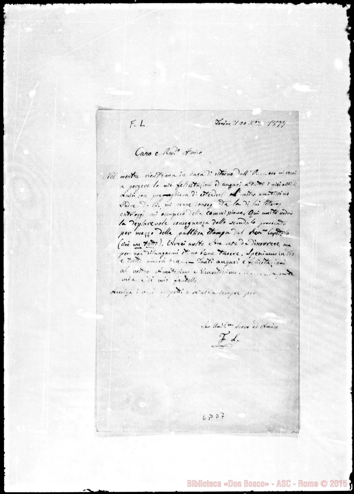 Fotogramma D 7 — F.L.-Caro E Rev.mo amico. 30-12-1877