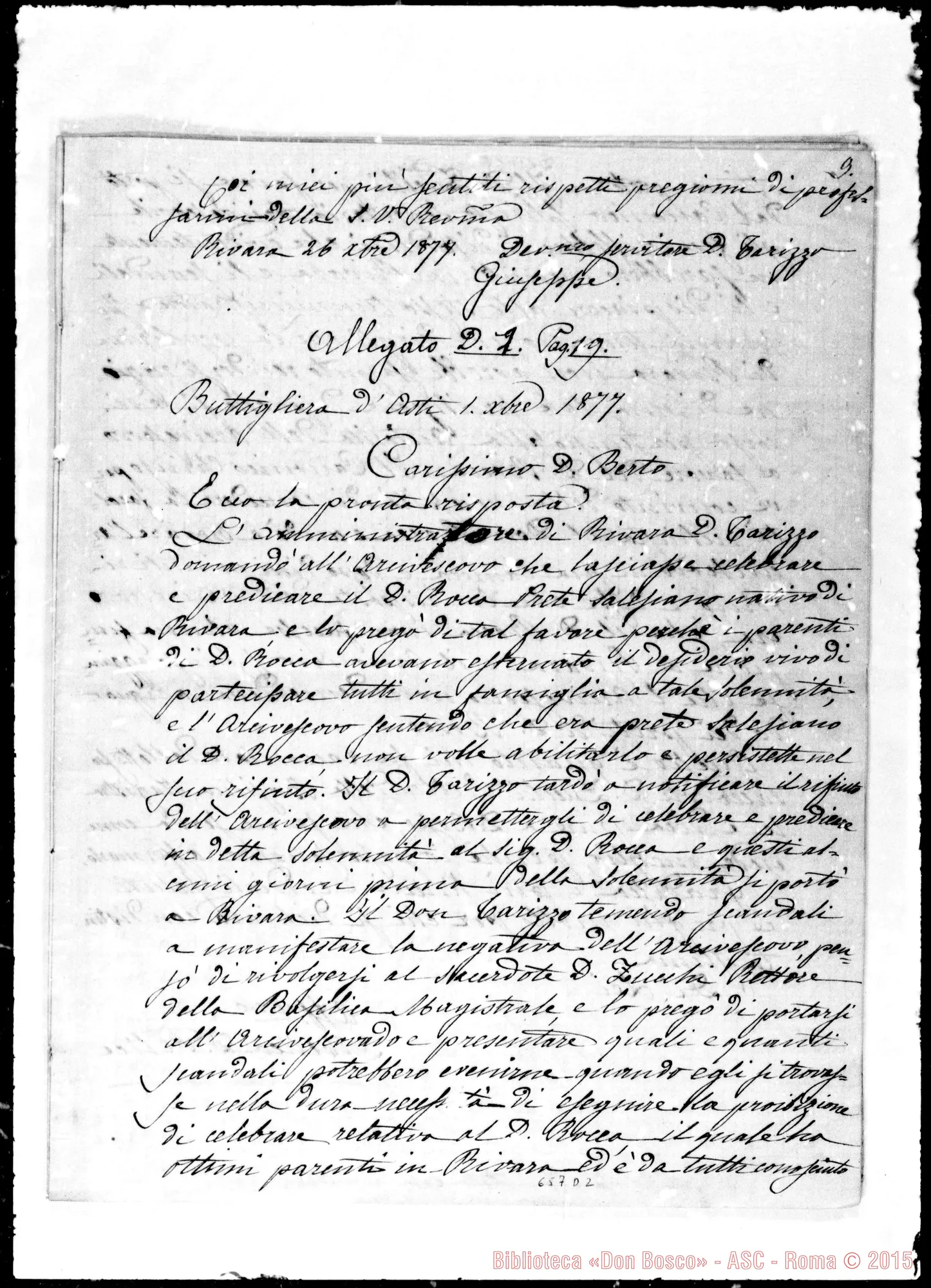Fotogramma D 2 — Documenti allegati al Promemoria. Copia