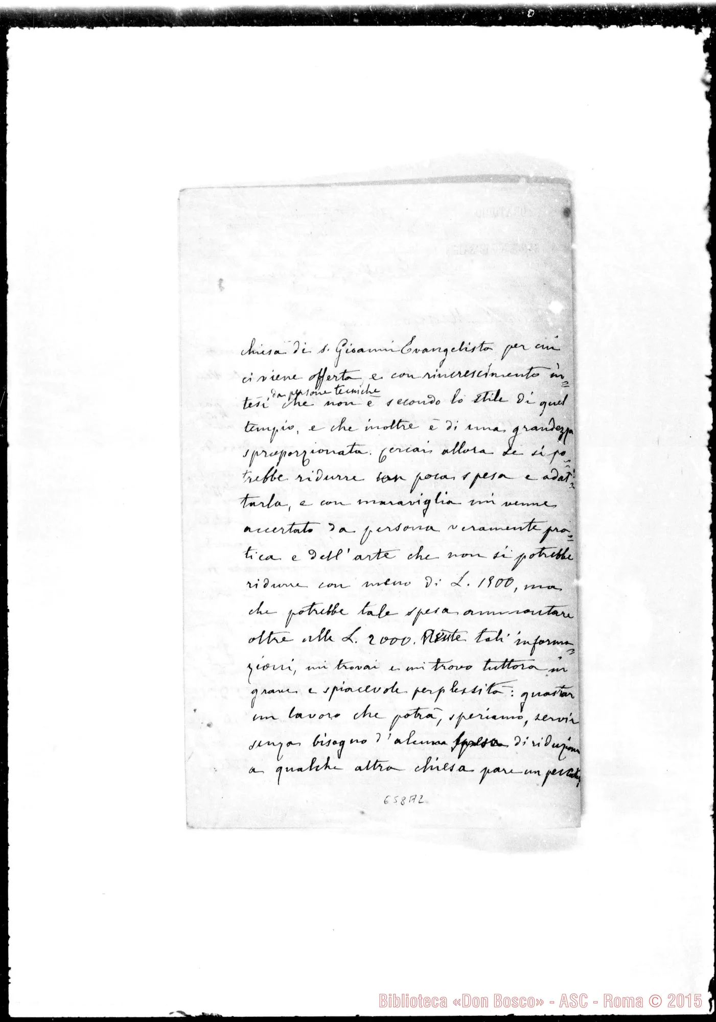 Fotogramma A 2 — »-Rua. 21- 2-1882. Acclusa minuta per risposta