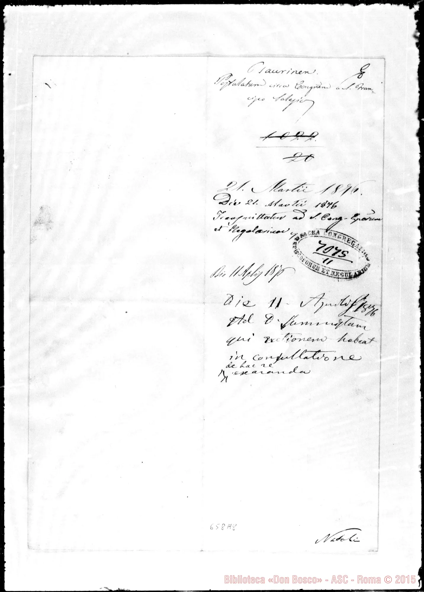 Fotogramma A 8 — »-Sacra C.C. 21- 3-1876