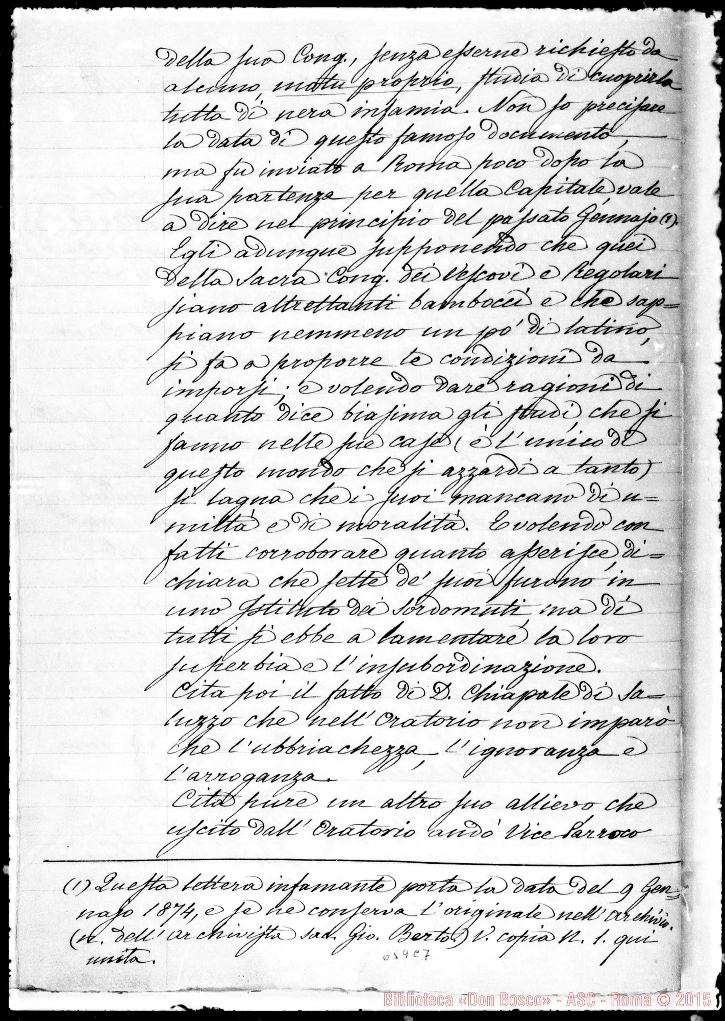 Fotogramma C 7 — » : Lettera infamante. 9- 1-1874. Copia