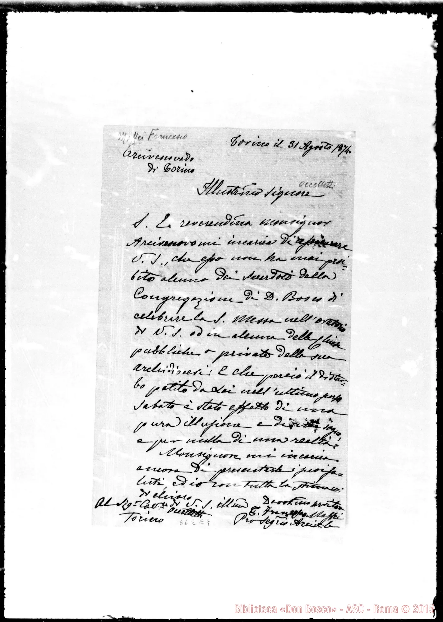 Fotogramma E 9 — Maffei Frco.-Occelletti. 31- 8-1874. Copia