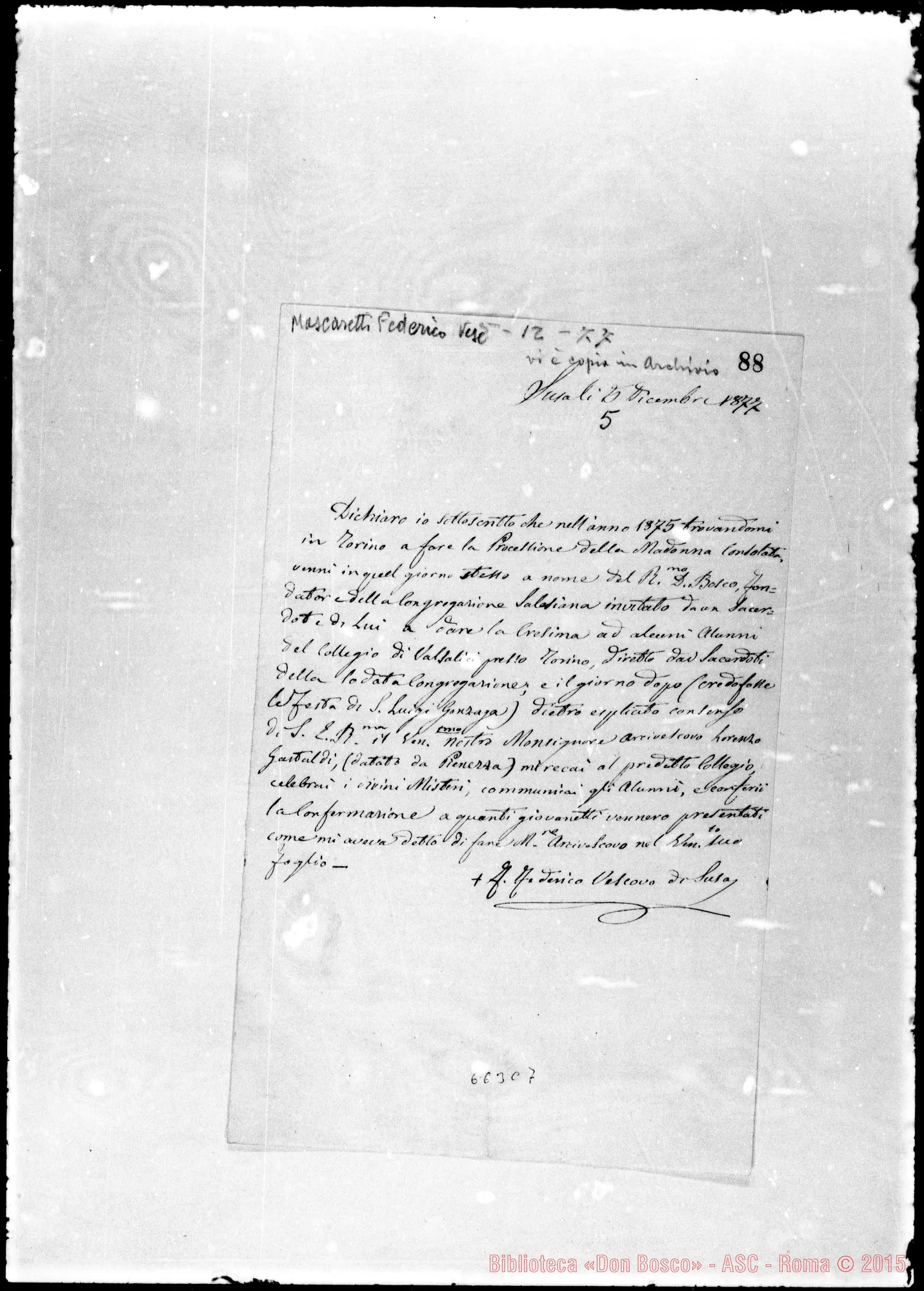 Fotogramma C 7 — Mascaretti F.: Dichiarazione. 5-12-1877