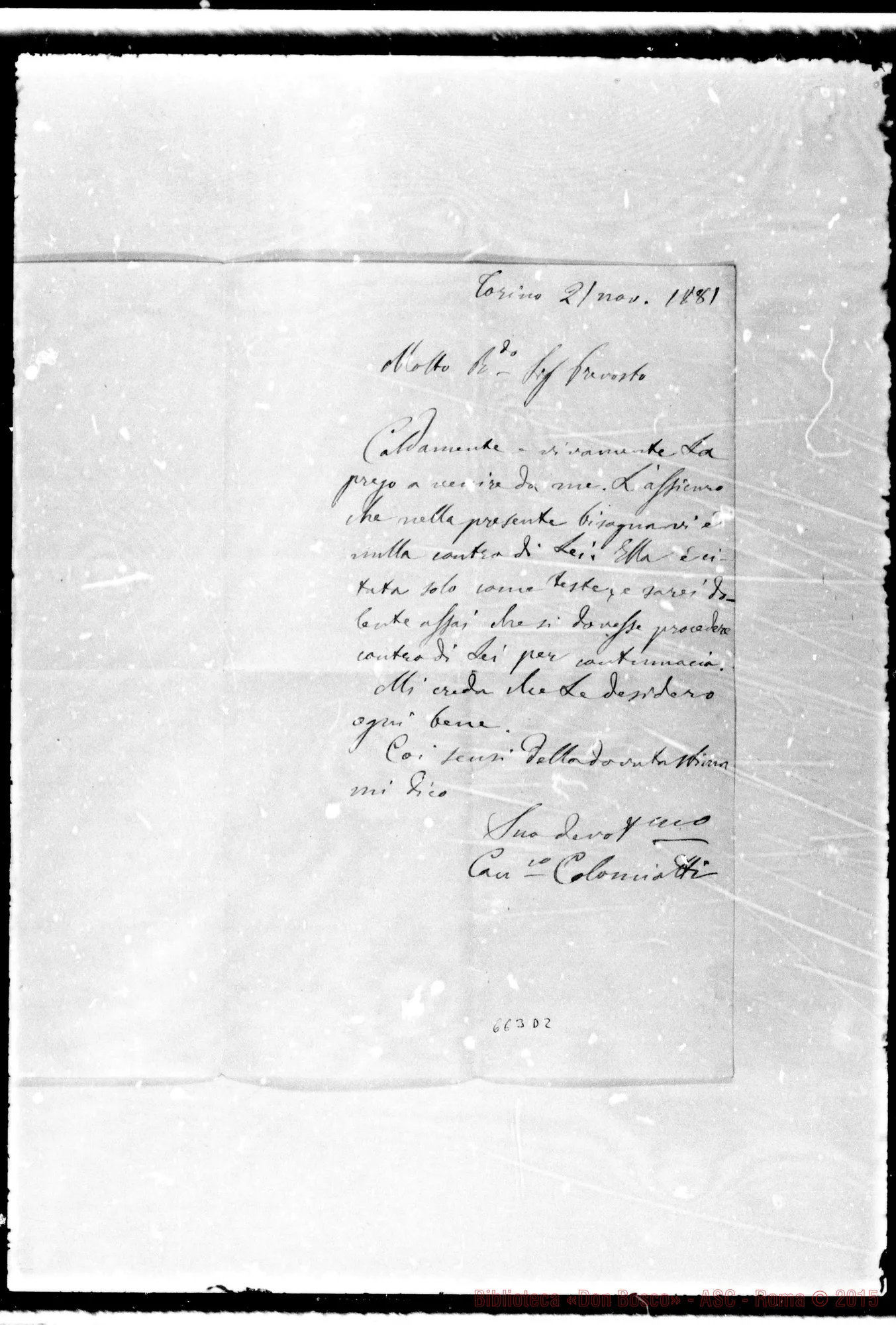 Fotogramma D 2 — »-Mellica. 21-11-1881. Acclusa un’altra