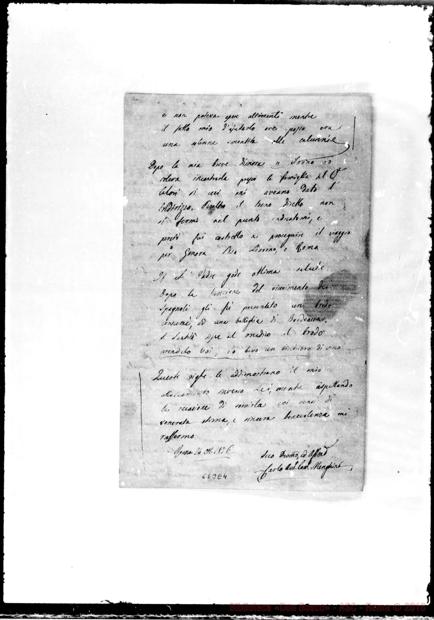 Fotogramma E 4 — » »-Bosco. 24-10-1876. Autogr. Bosco