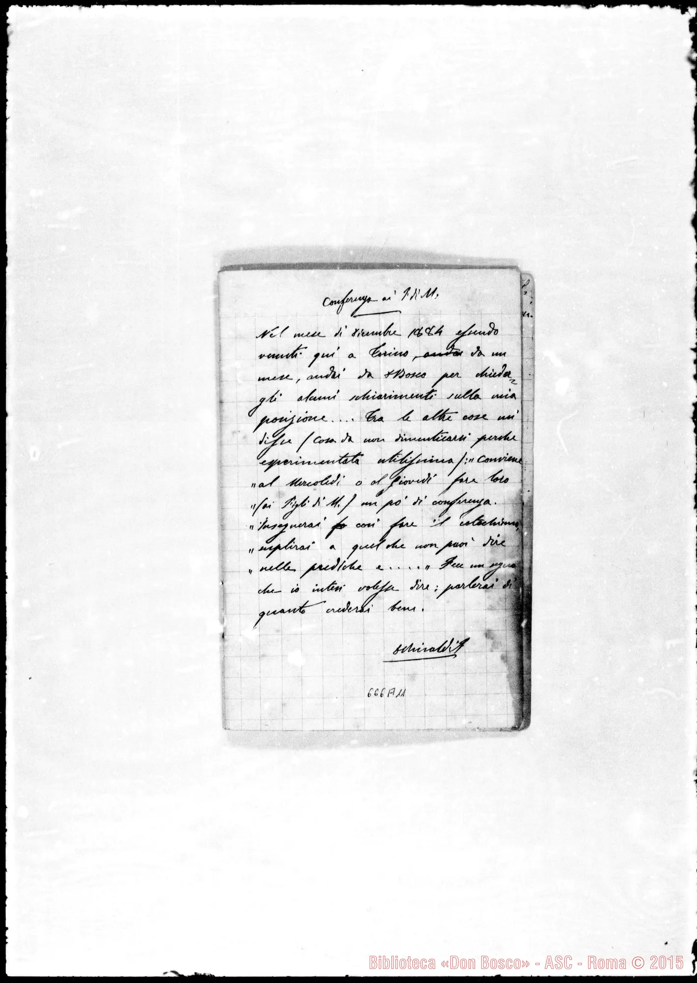 Fotogramma A 11 — Opera di M. Ausiliatrice: Delle Memorie di D. Filippo Rinaldi. Ms.