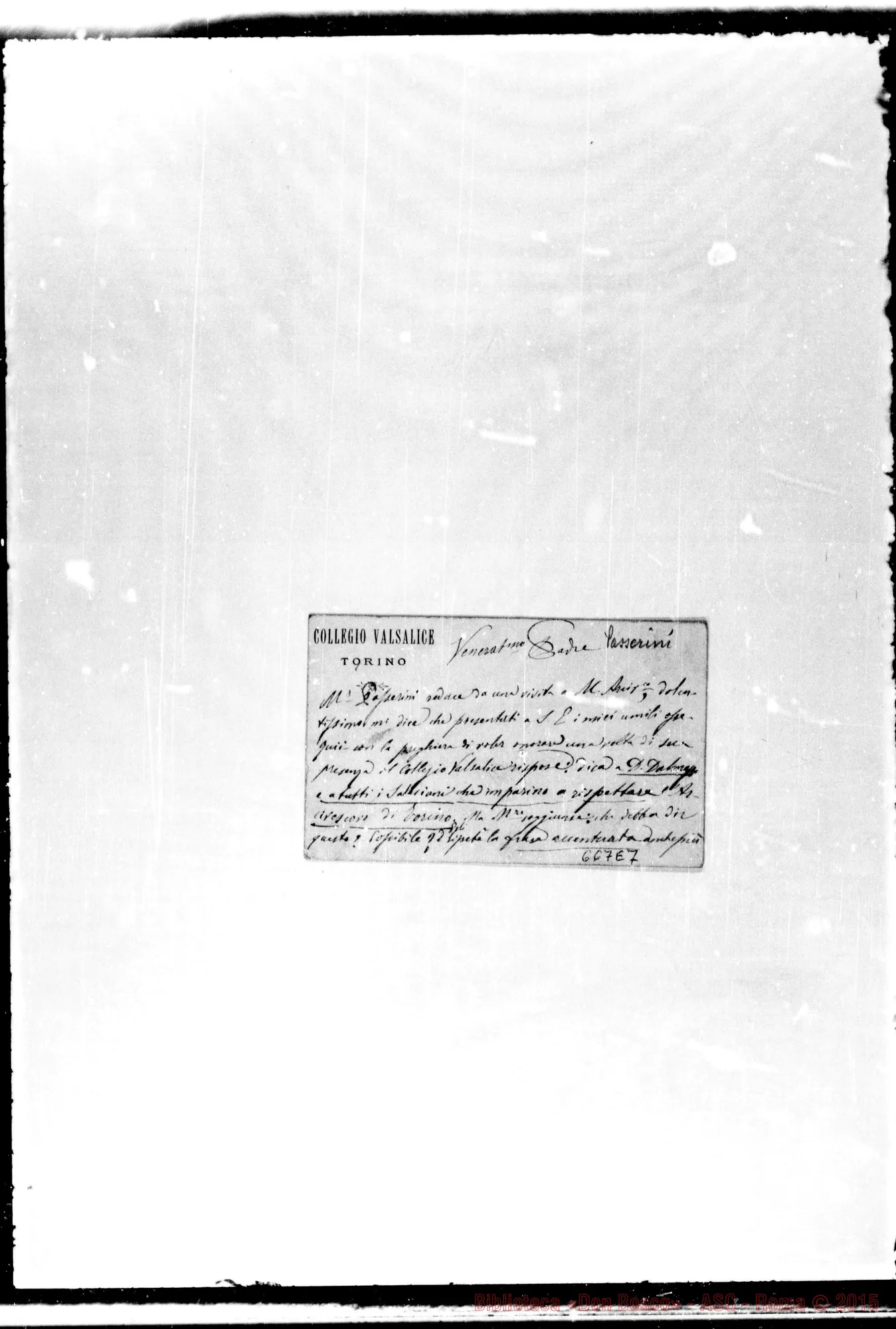 Fotogramma E 7 — Passerini: Biglietto di visita A Veneratissimo Padre