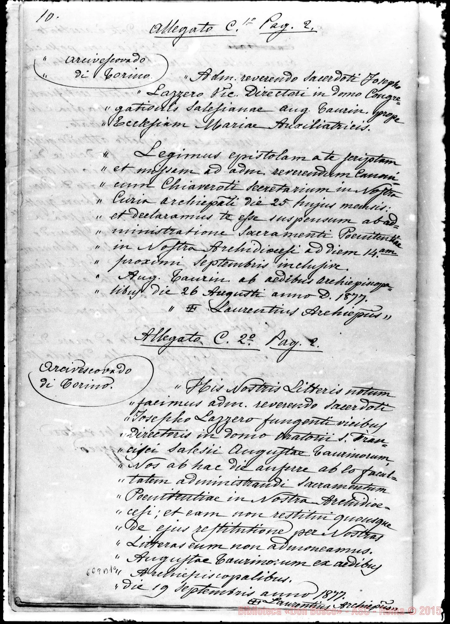 Fotogramma B 10 — Risposta allo stampato di Mons. Gastaldi. Copia Ms. Berto