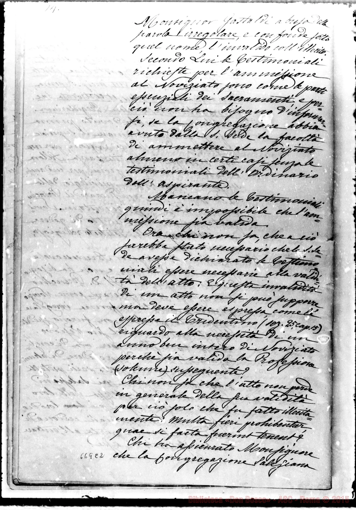 Fotogramma C 2 — Risposta allo stampato di Mons. Gastaldi. Copia Ms. Berto