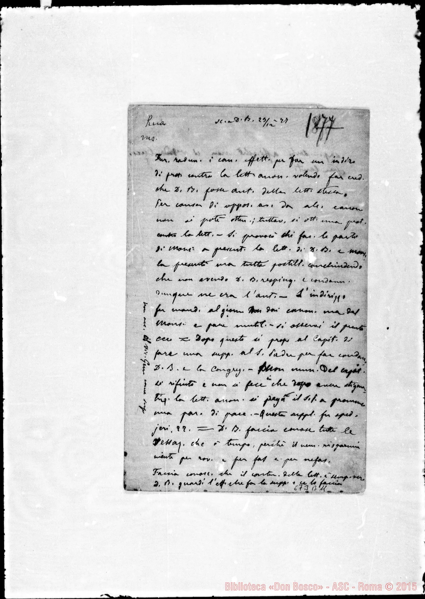 Fotogramma B 11 — » : adunanza canonici. 23-12-1877