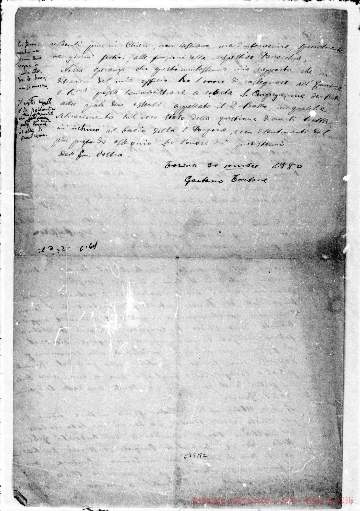 Fotogramma A 2 — Tortone-Eminenza Rev.ma. 30-11-1880