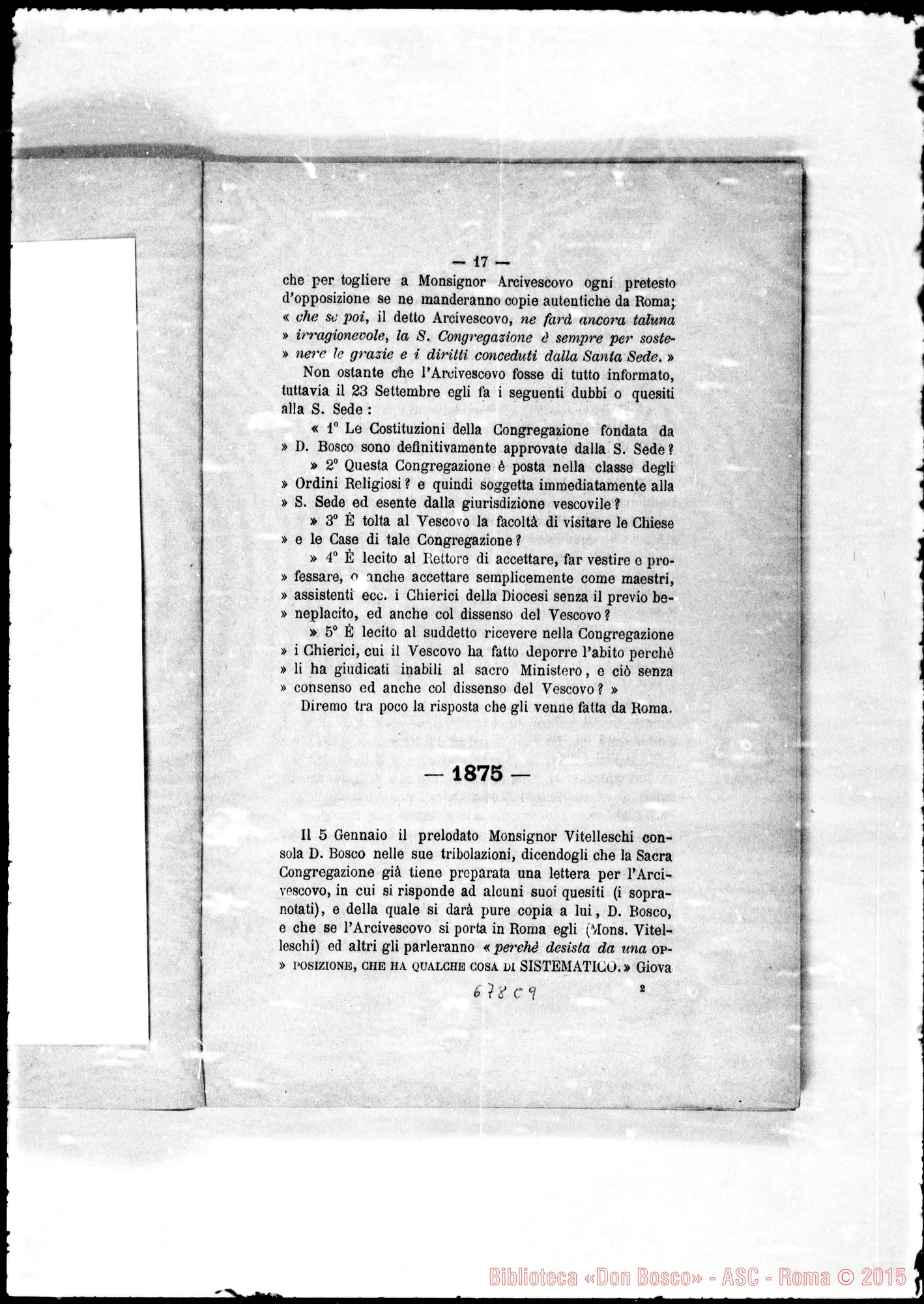 Fotogramma C 9 — Agli Eminentissimi Cardinali… ESPOSIZIONE… Stampato
