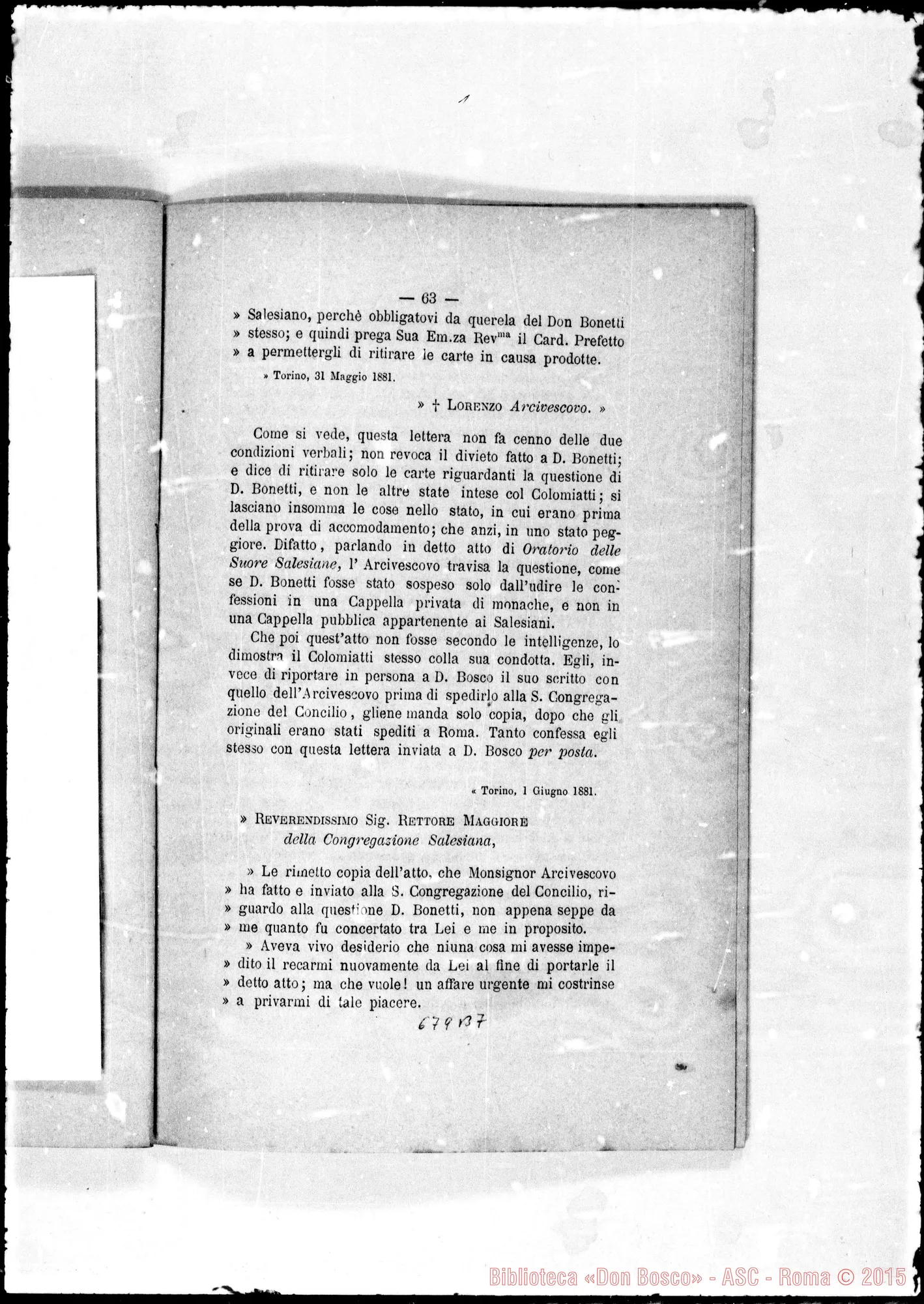 Fotogramma B 7 — Agli Eminentissimi Cardinali… ESPOSIZIONE… Stampato