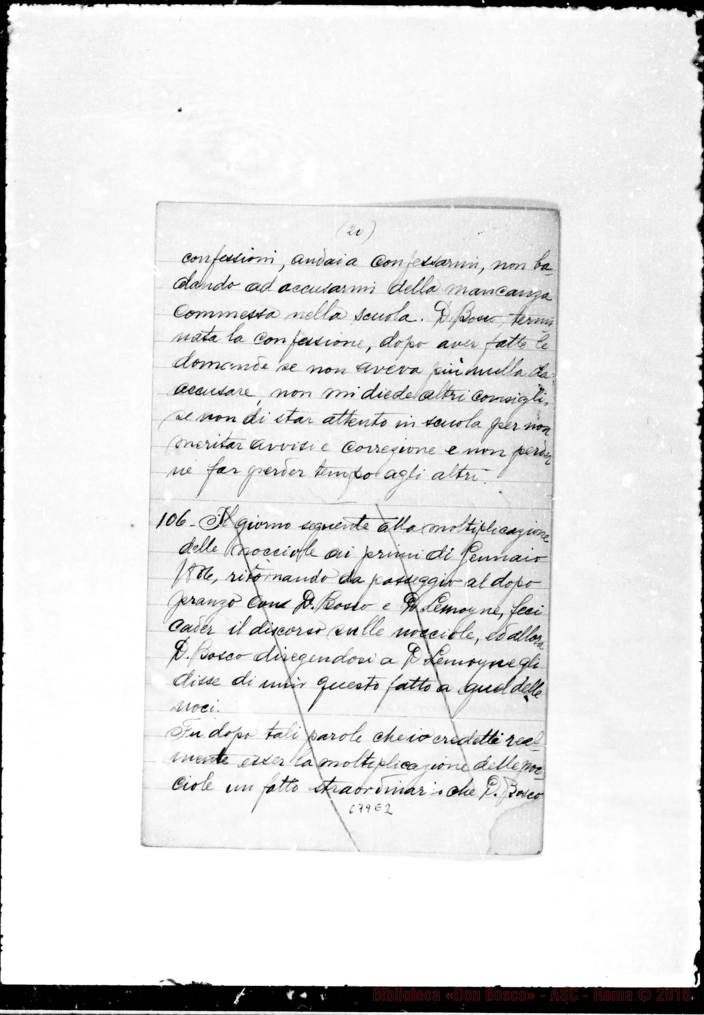 Fotogramma E 2 — Gastaldi Sebastiano: Memorie su D. Bosco. Lorena (Brasile) 3 aprile 1893