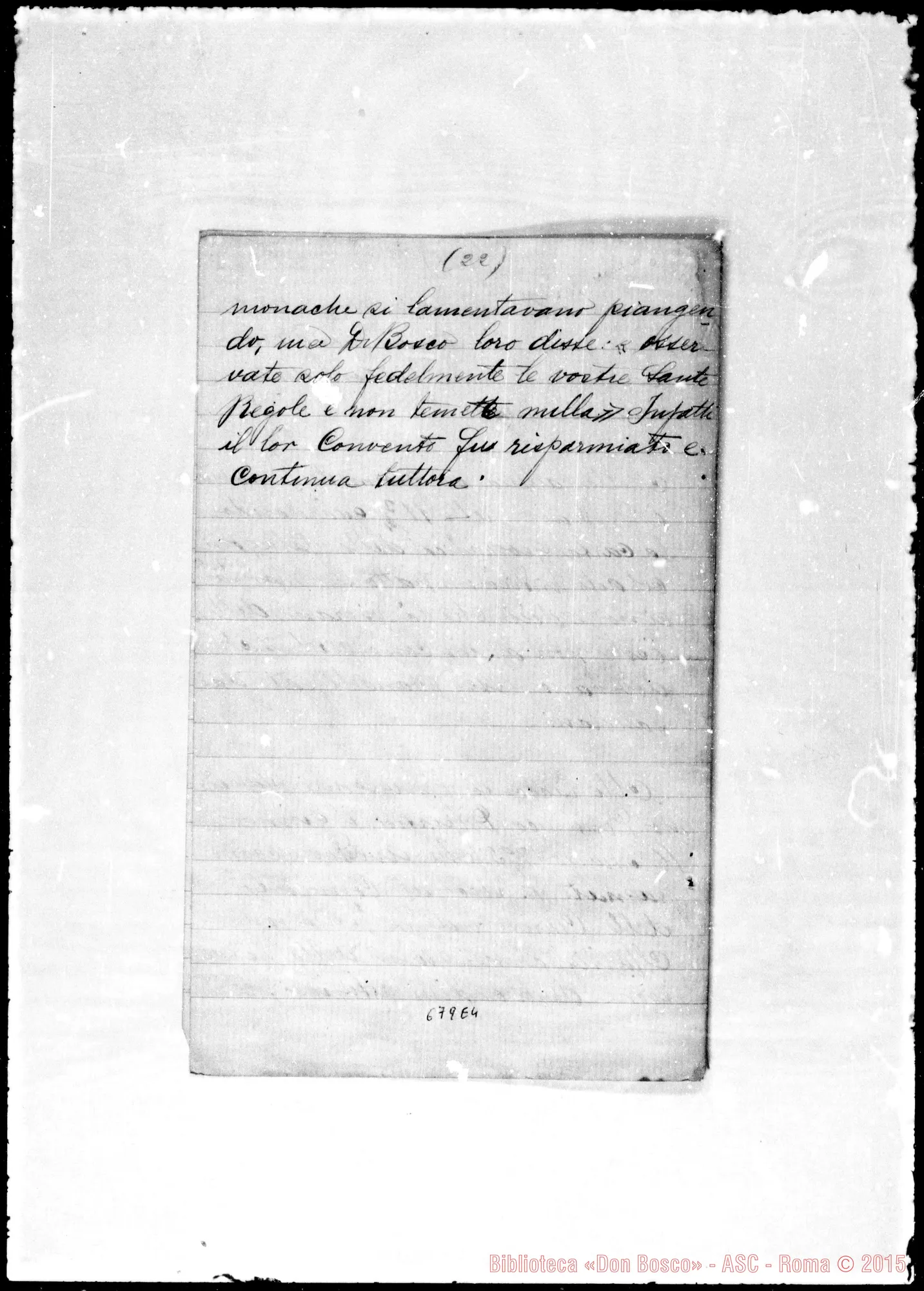 Fotogramma E 4 — Gastaldi Sebastiano: Memorie su D. Bosco. Lorena (Brasile) 3 aprile 1893