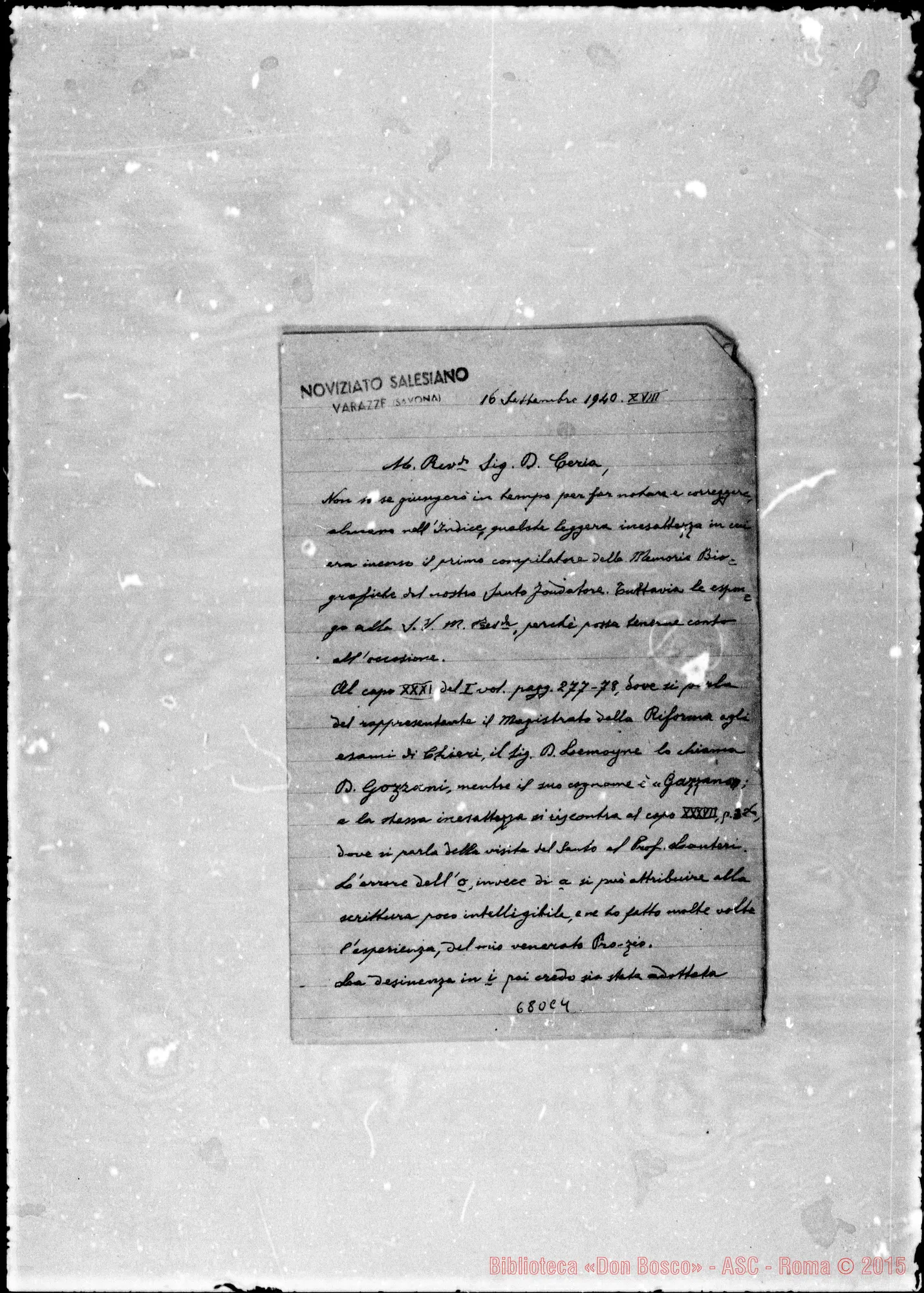 Fotogramma C 4 — Gazzano: Lettera A D. Ceria