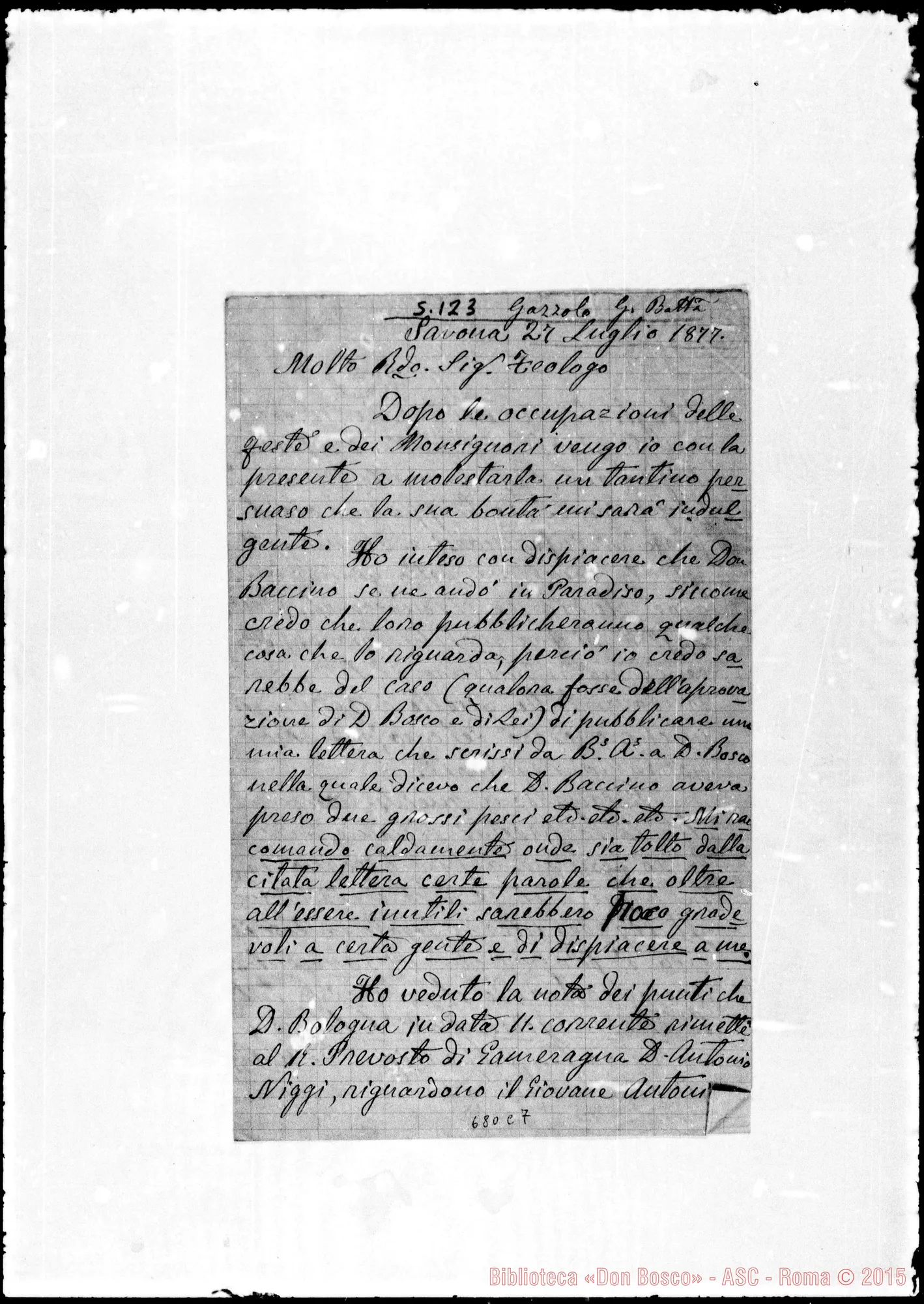 Fotogramma C 7 — Gazzolo Giovanni Battista: Lettere: Giulio Barberis
