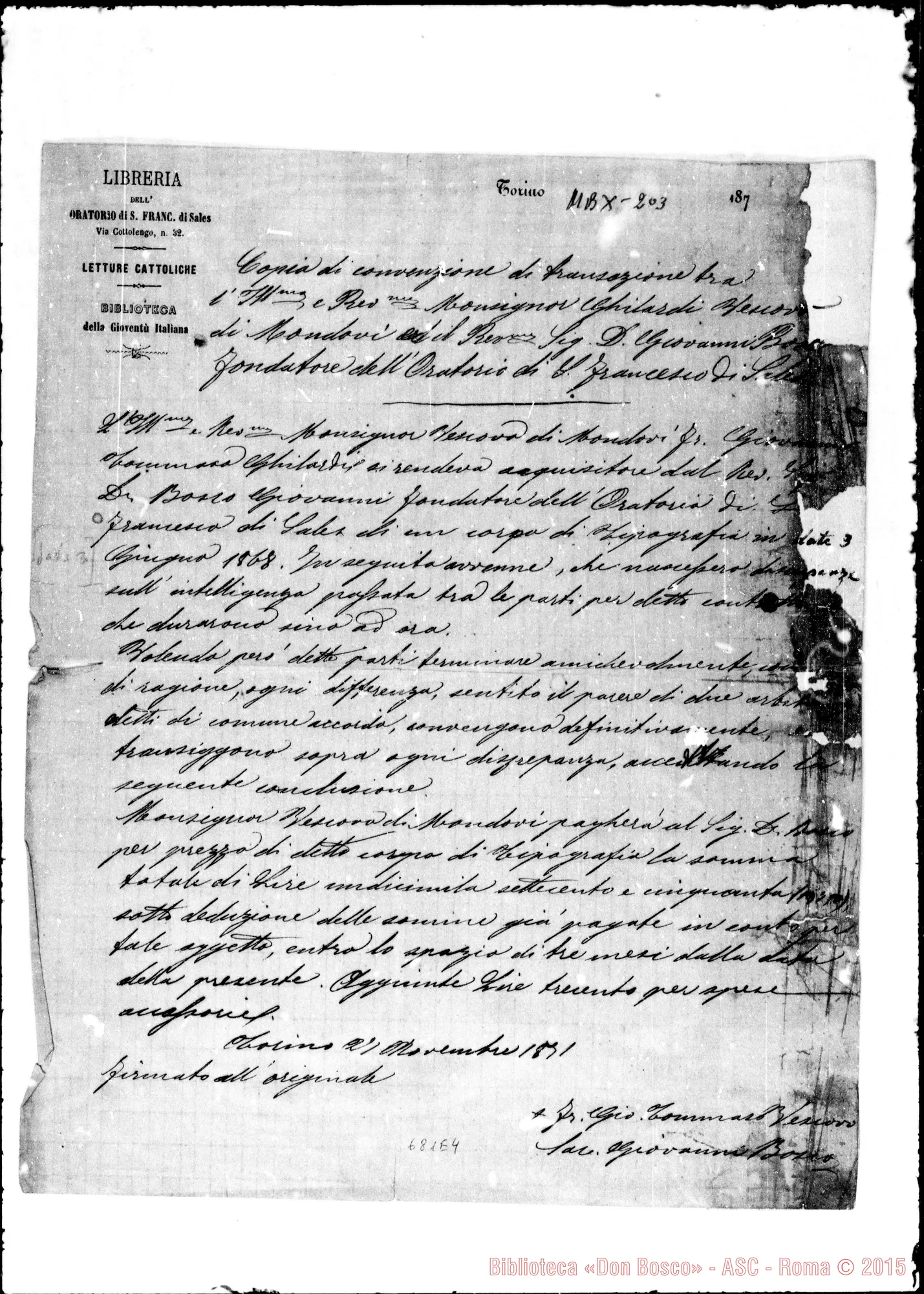 Fotogramma E 4 — Convenzione (copia) tra Ghilardi E Bosco