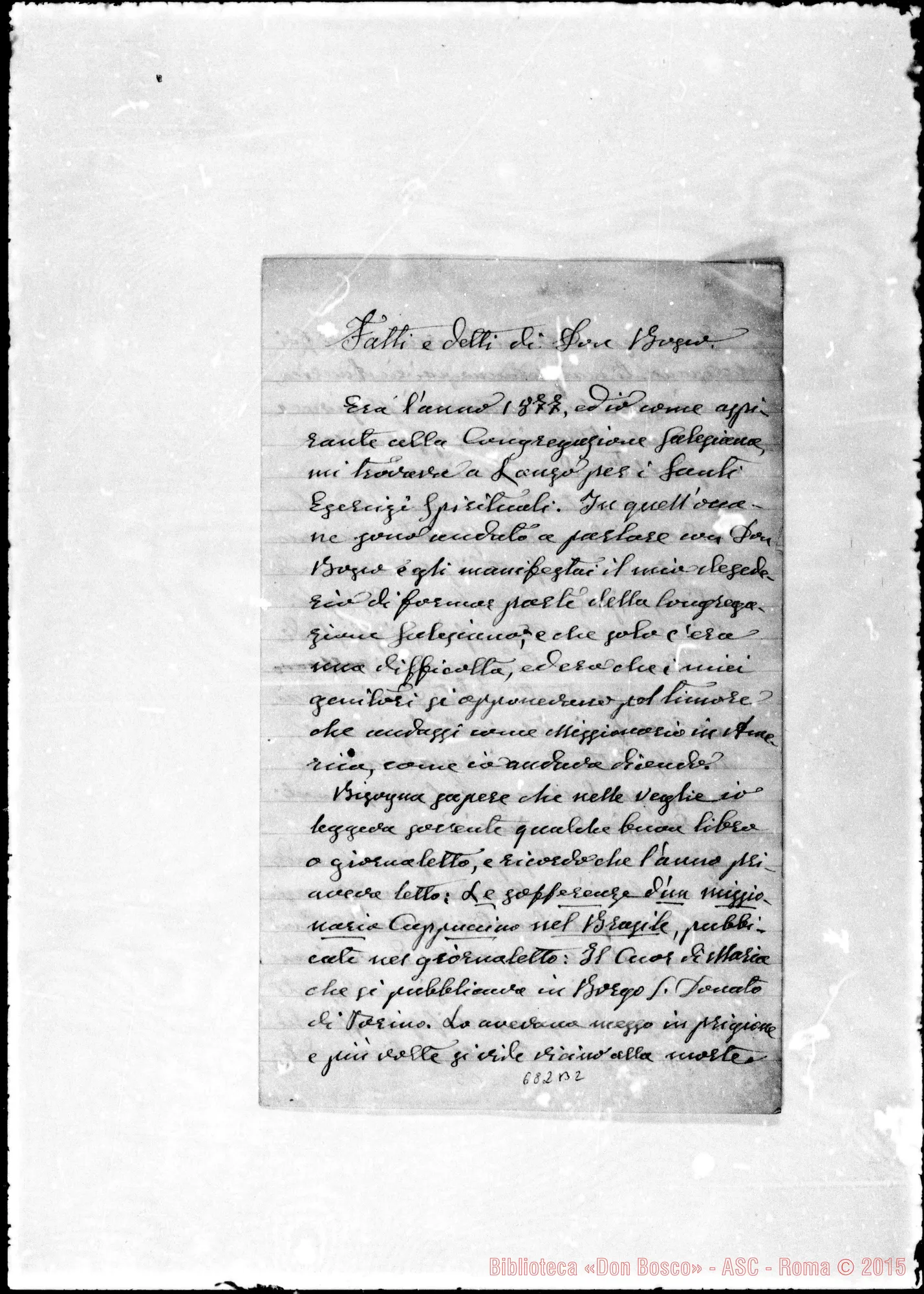 Fotogramma B 2 — Relazione: Fatti E detti di Don Bosco