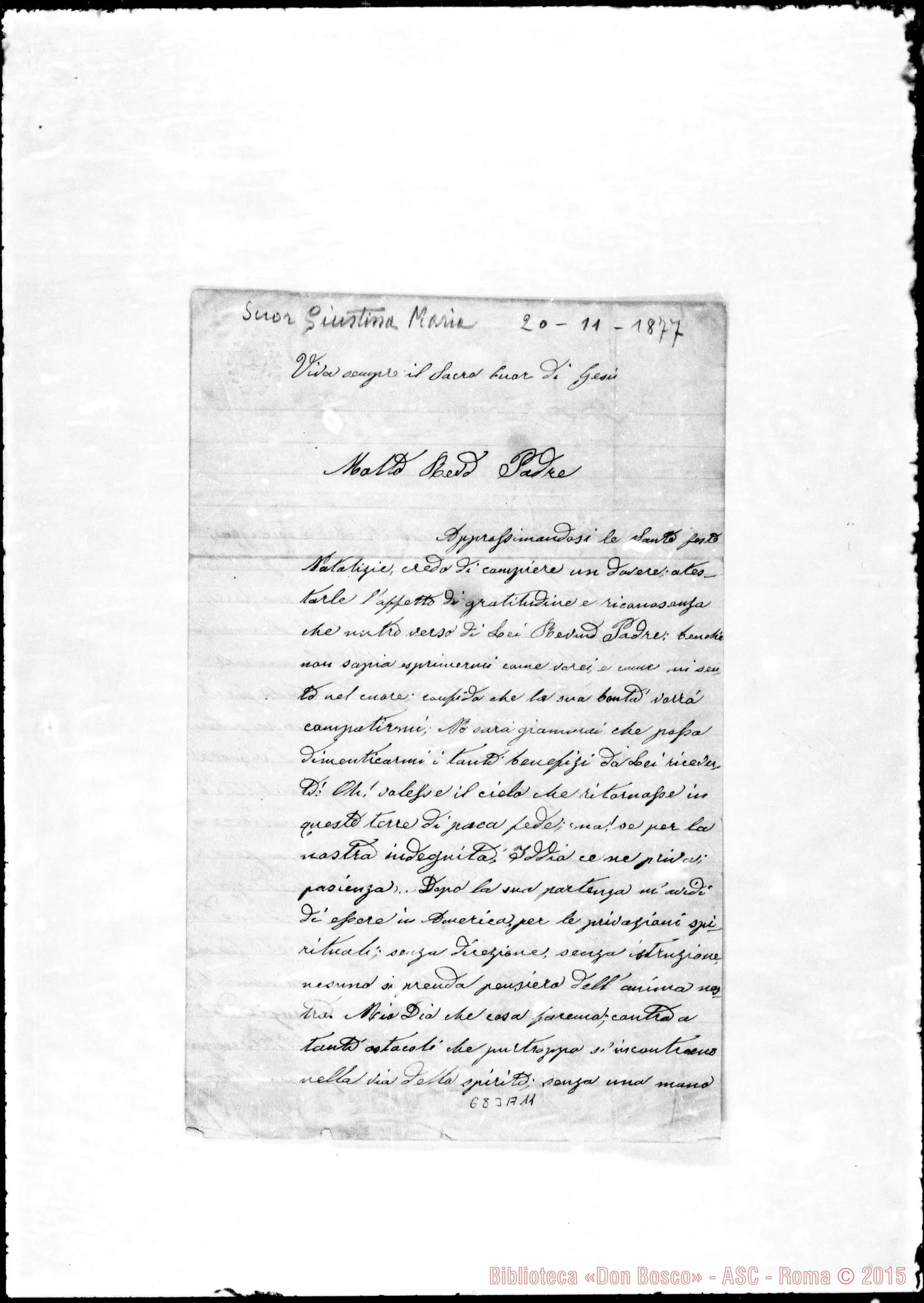 Fotogramma A 11 — Giustina Maria: Lettera A Rev.do Padre