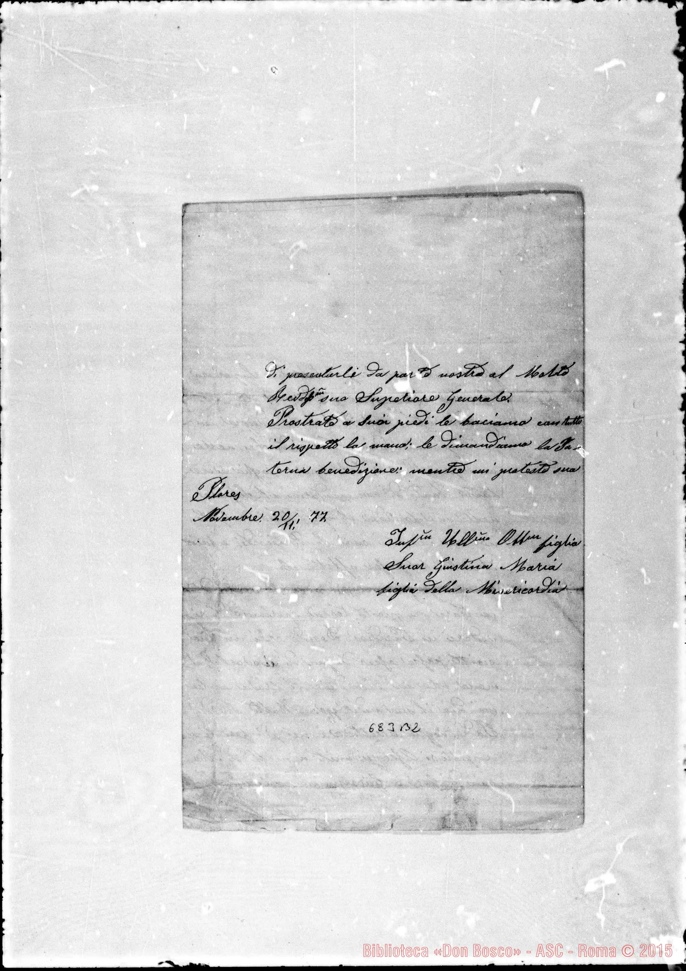 Fotogramma B 2 — Giustina Maria: Lettera A Rev.do Padre