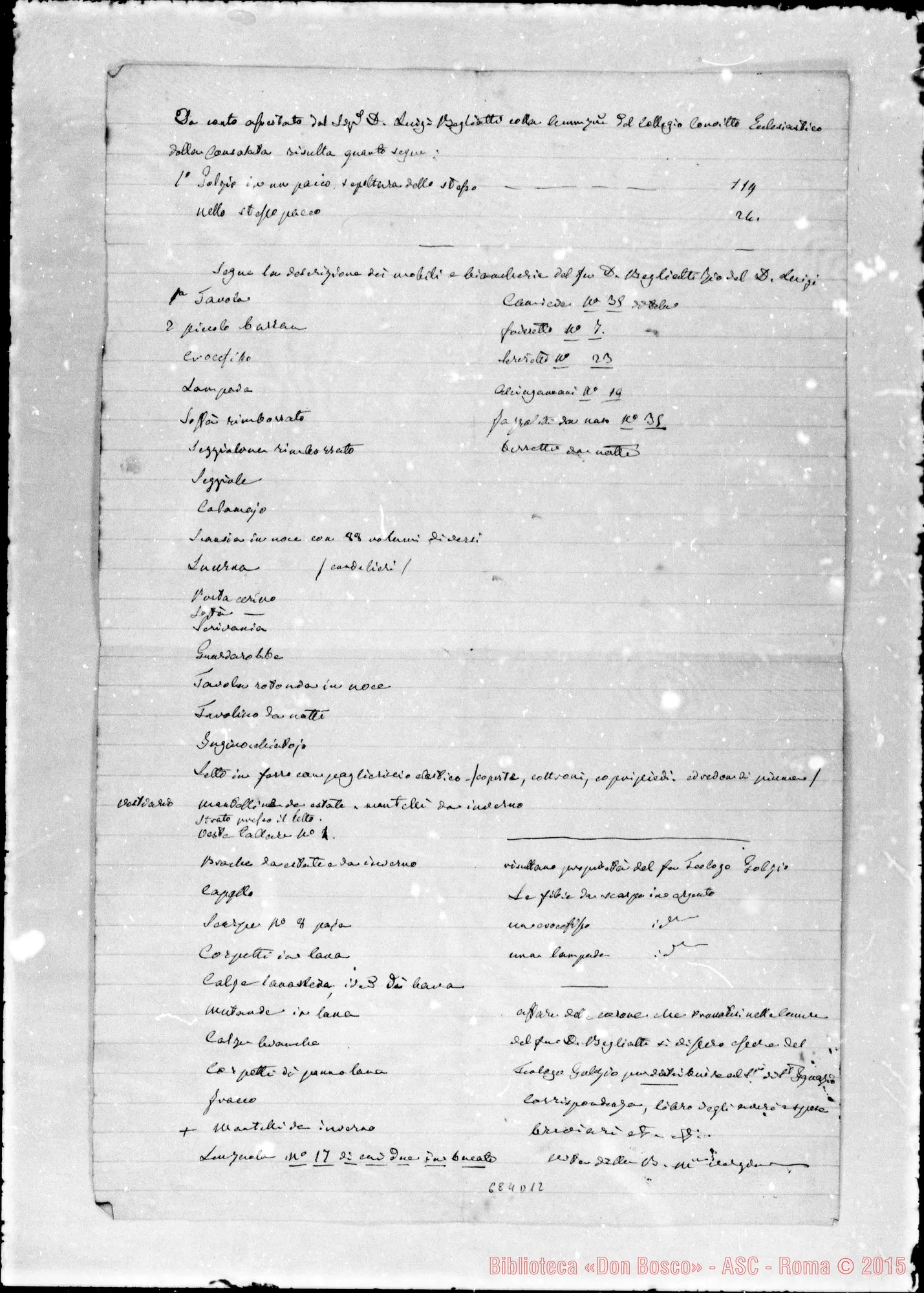 Fotogramma D 12 — Descrizione dei mobili…