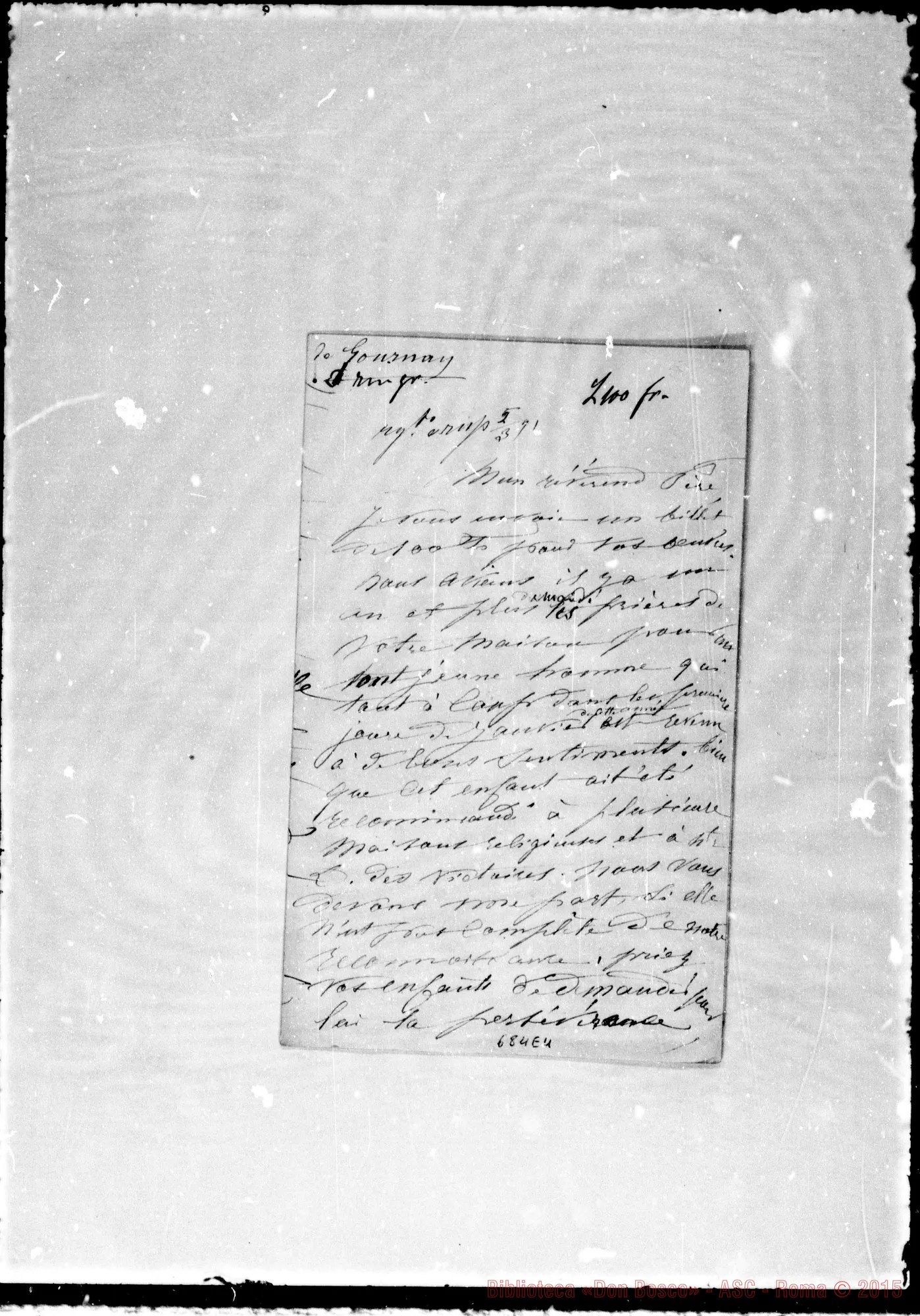 Fotogramma E 4 — Gournay de. Lettera A Mon Révérend Pére